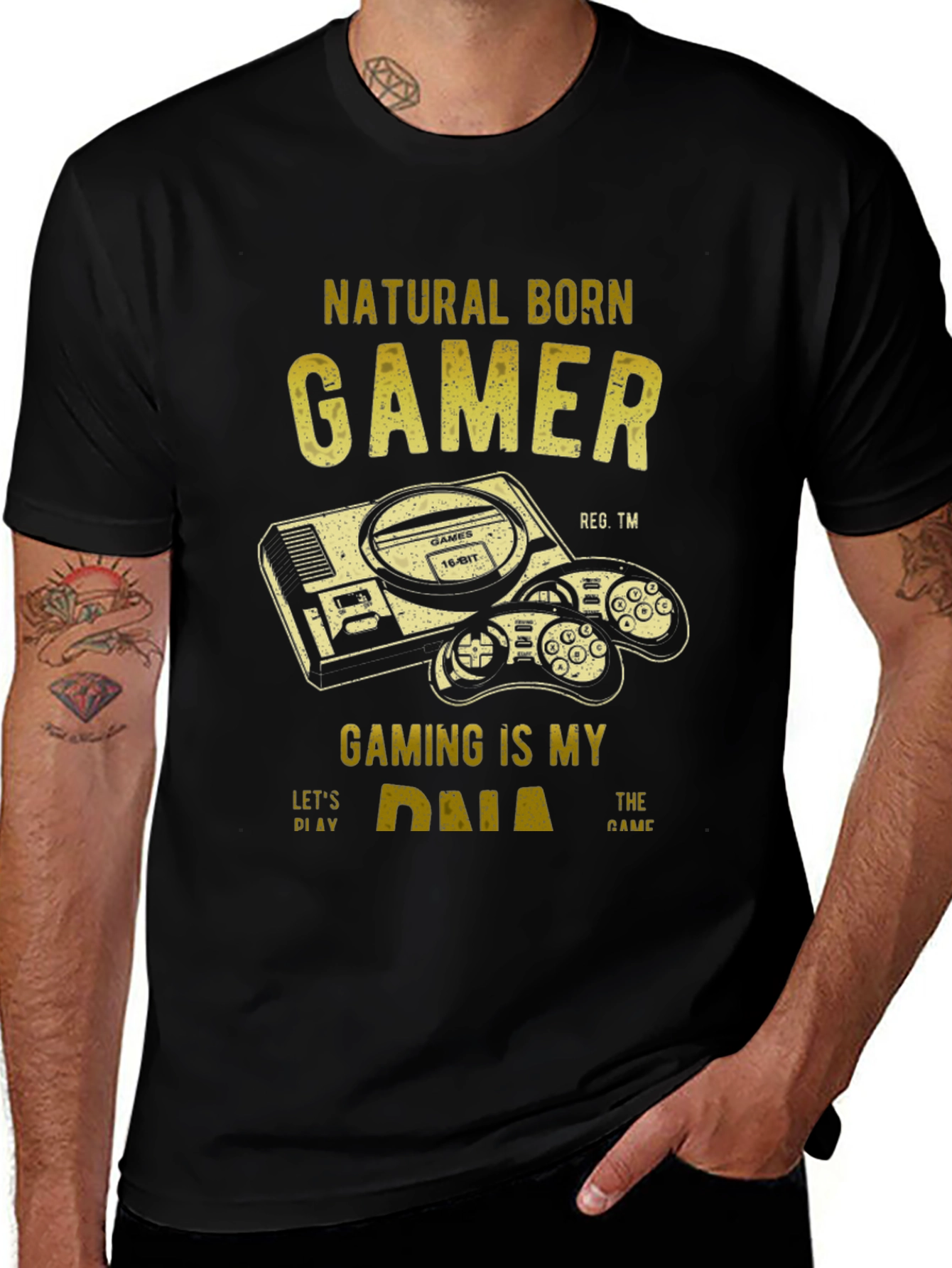 Variant 19 of Natural Born Gamer Black T-Shirt