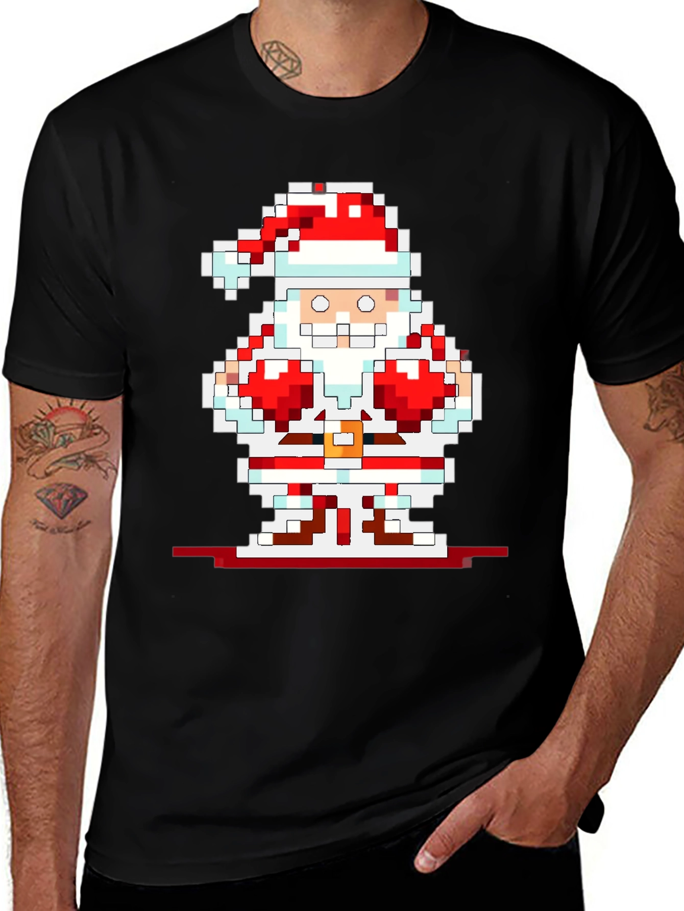 Pixel Santa Graphic Tee - Holiday Cheer