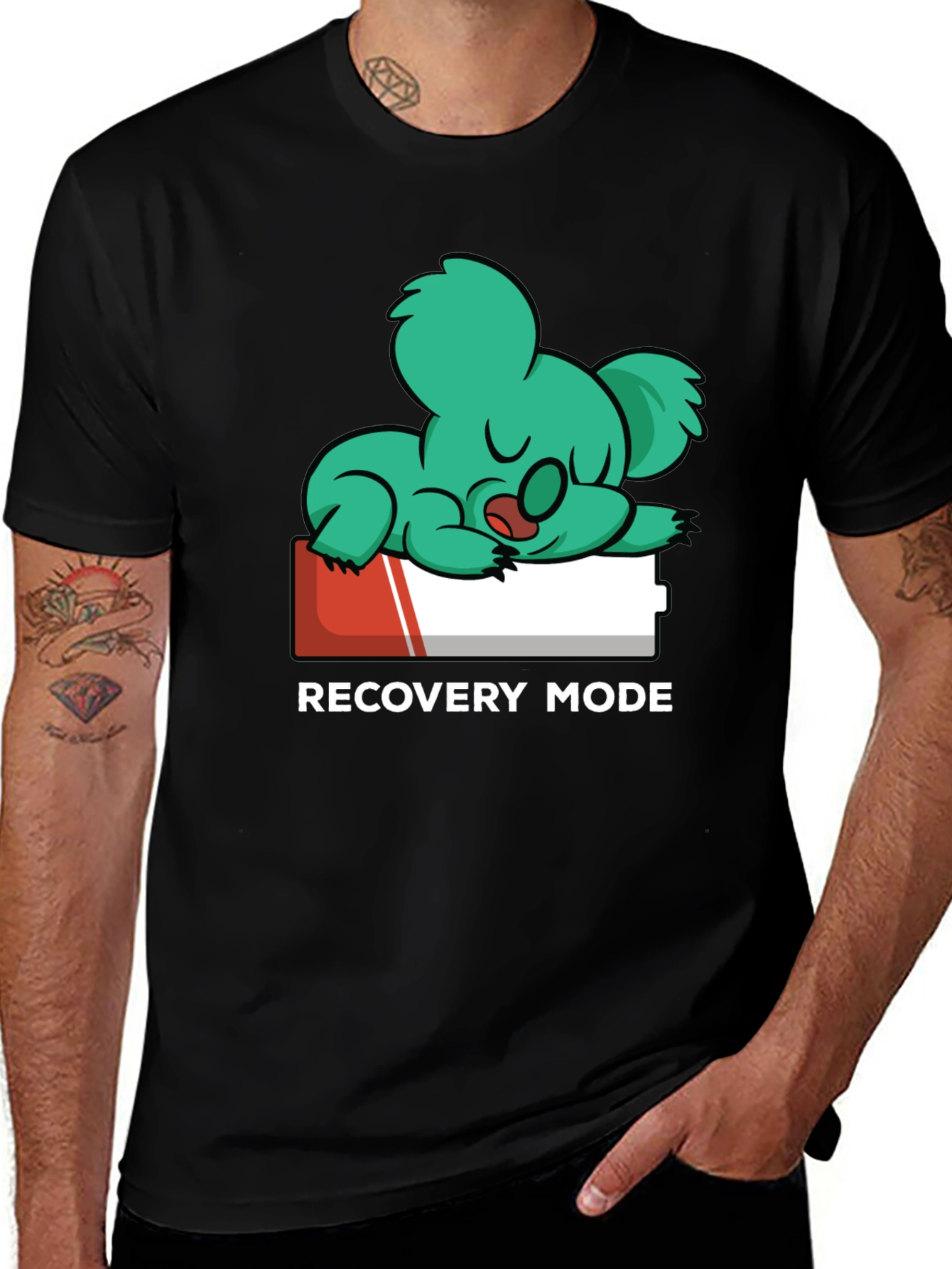 Variant 4 of Recovery Mode T-Shirt: Sleepy Koala on Low Battery
