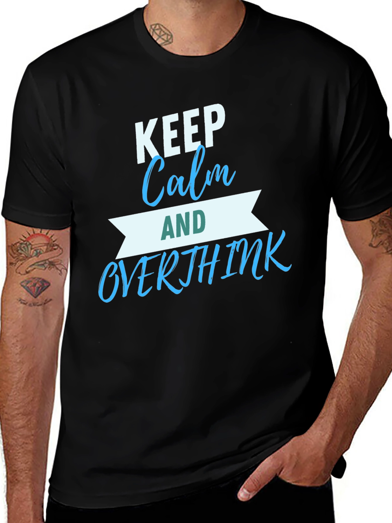 Variant 11 of Keep Calm & Overthink T-Shirt - Men's Black Graphic Tee
