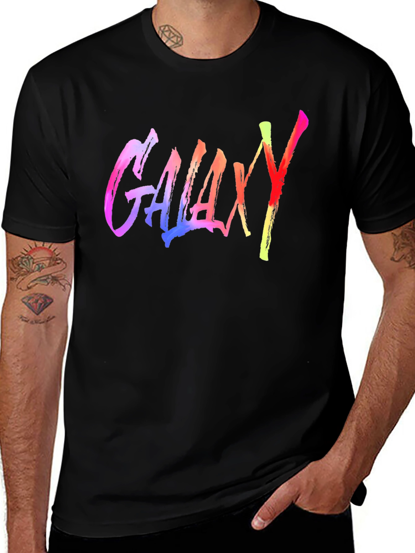 Galaxy Graphic Print Black T-Shirt