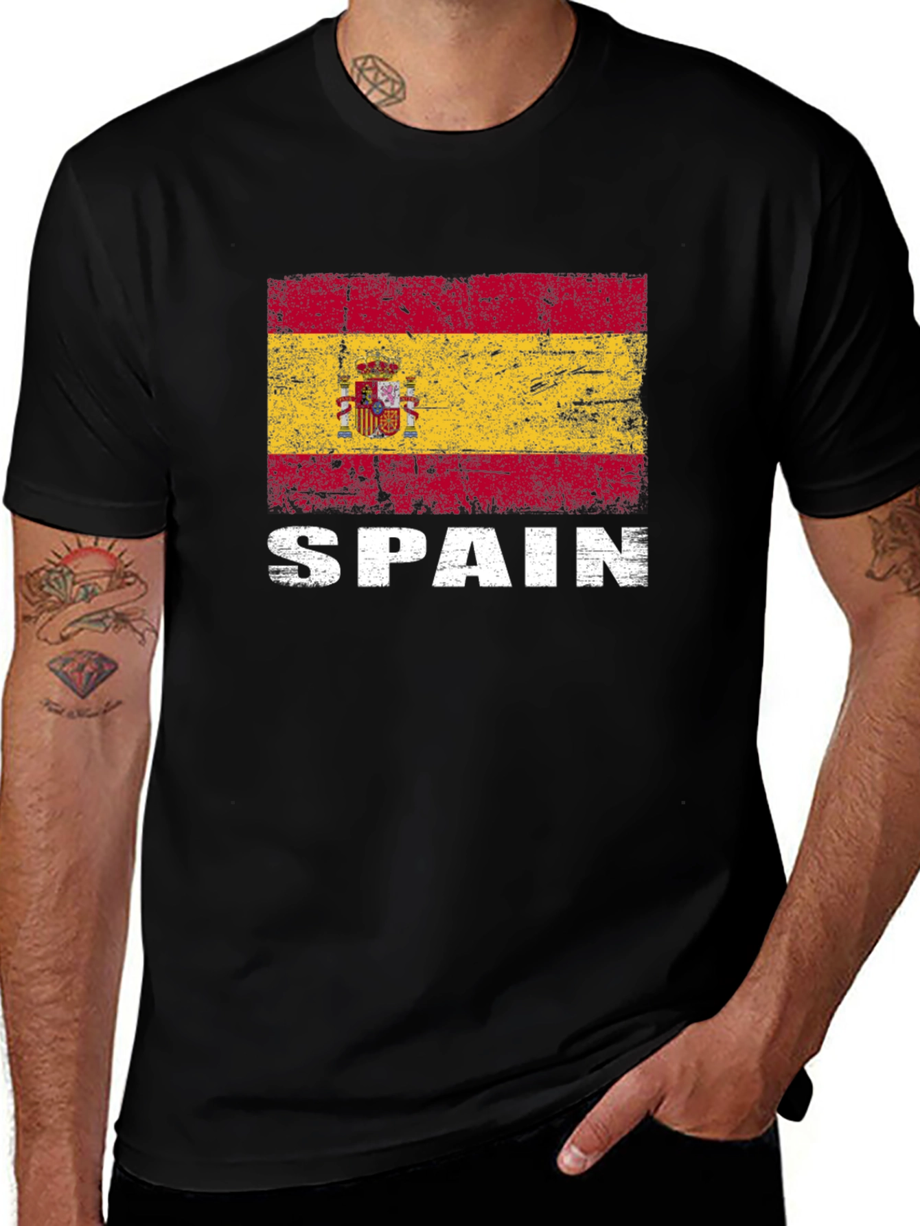 Spain Flag T-Shirt - Distressed Graphic Tee