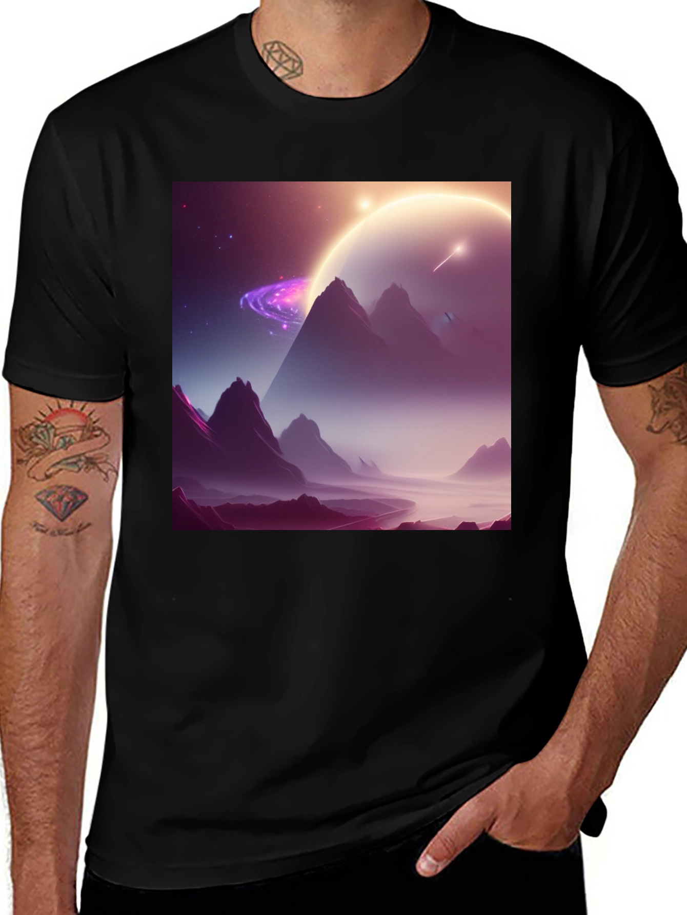 Variant 18 of Cosmic Mountainscape Black T-Shirt