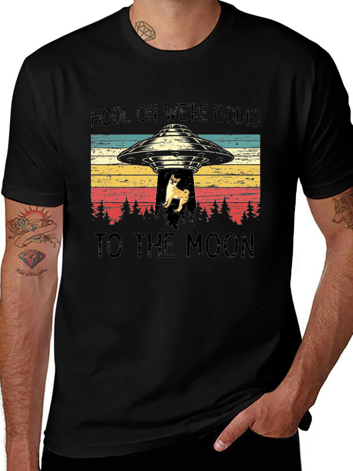 Variant 6 of HODL On We're Going to the Moon Dog UFO T-Shirt