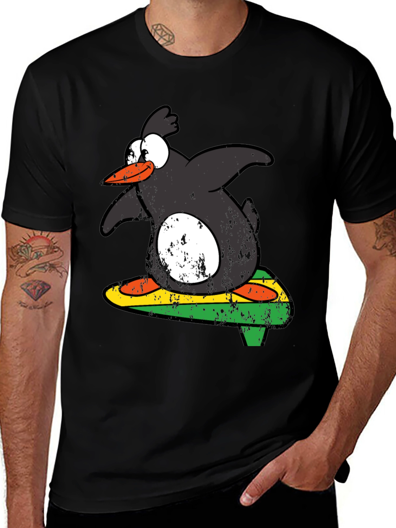 Variant 26 of Surfing Penguin Graphic Tee - Cool & Fun