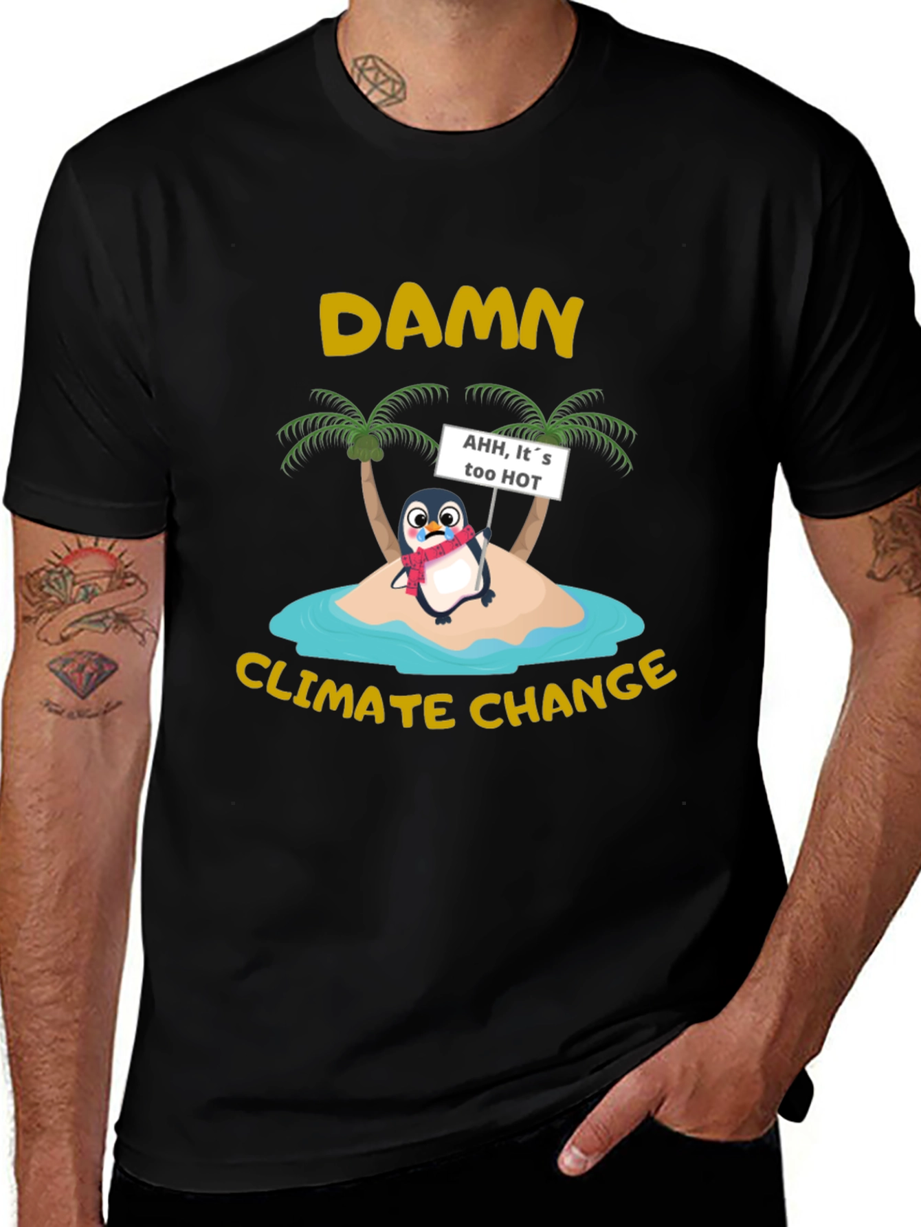 Variant 6 of Damn Climate Change Penguin Graphic Tee