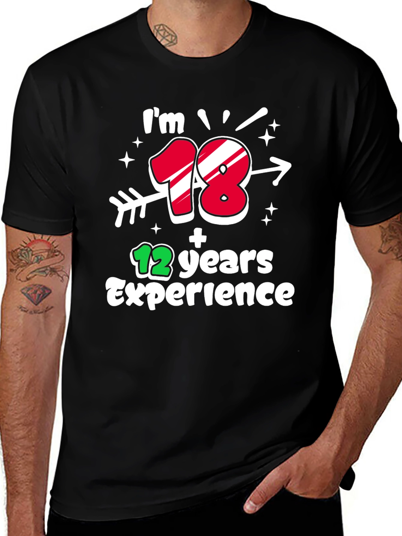 Black I'm 18 Plus 12 Years Experience T-Shirt main image