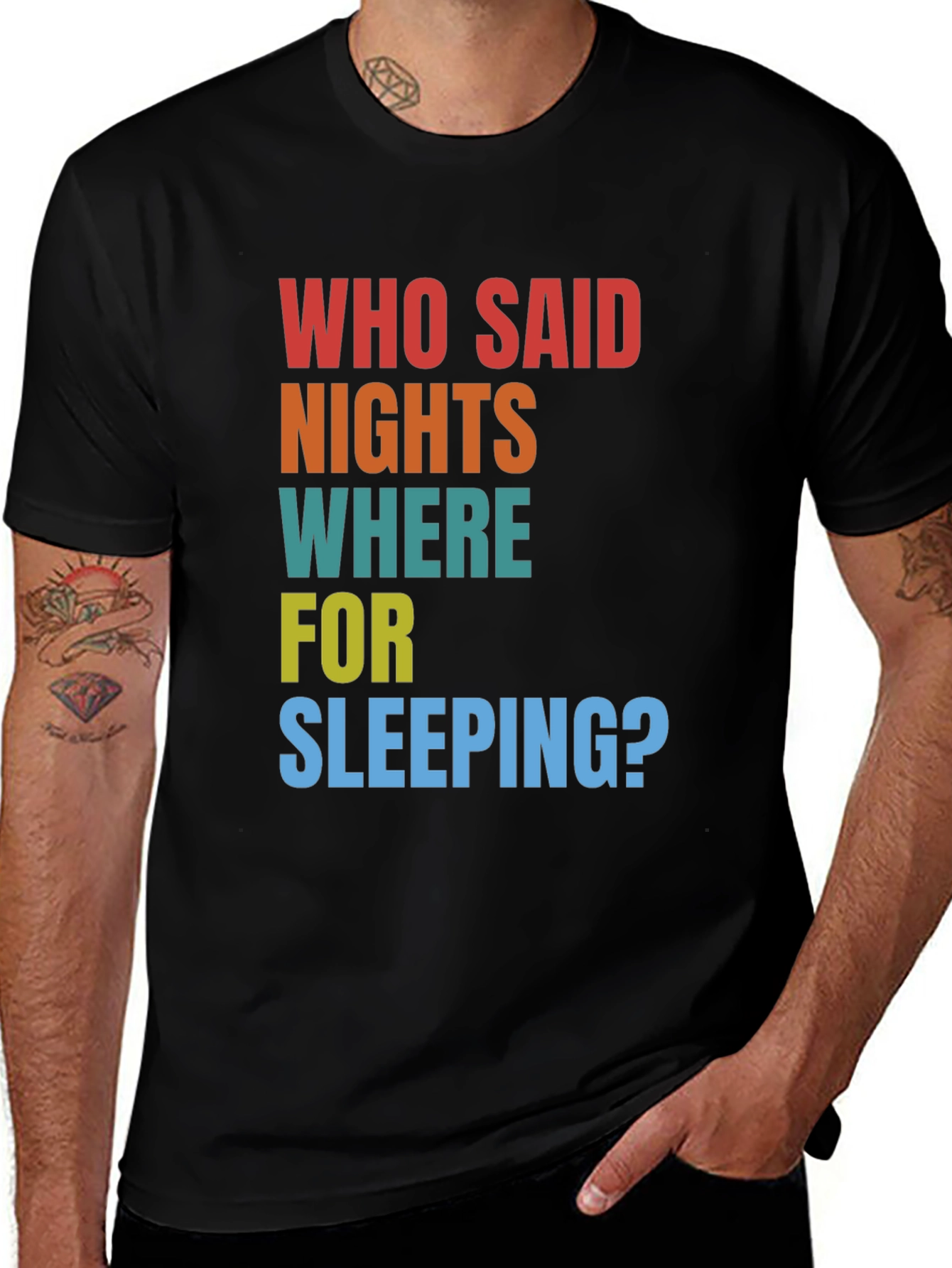 Variant 4 of Night Owl Tee: Who Said Nights Were for Sleeping?