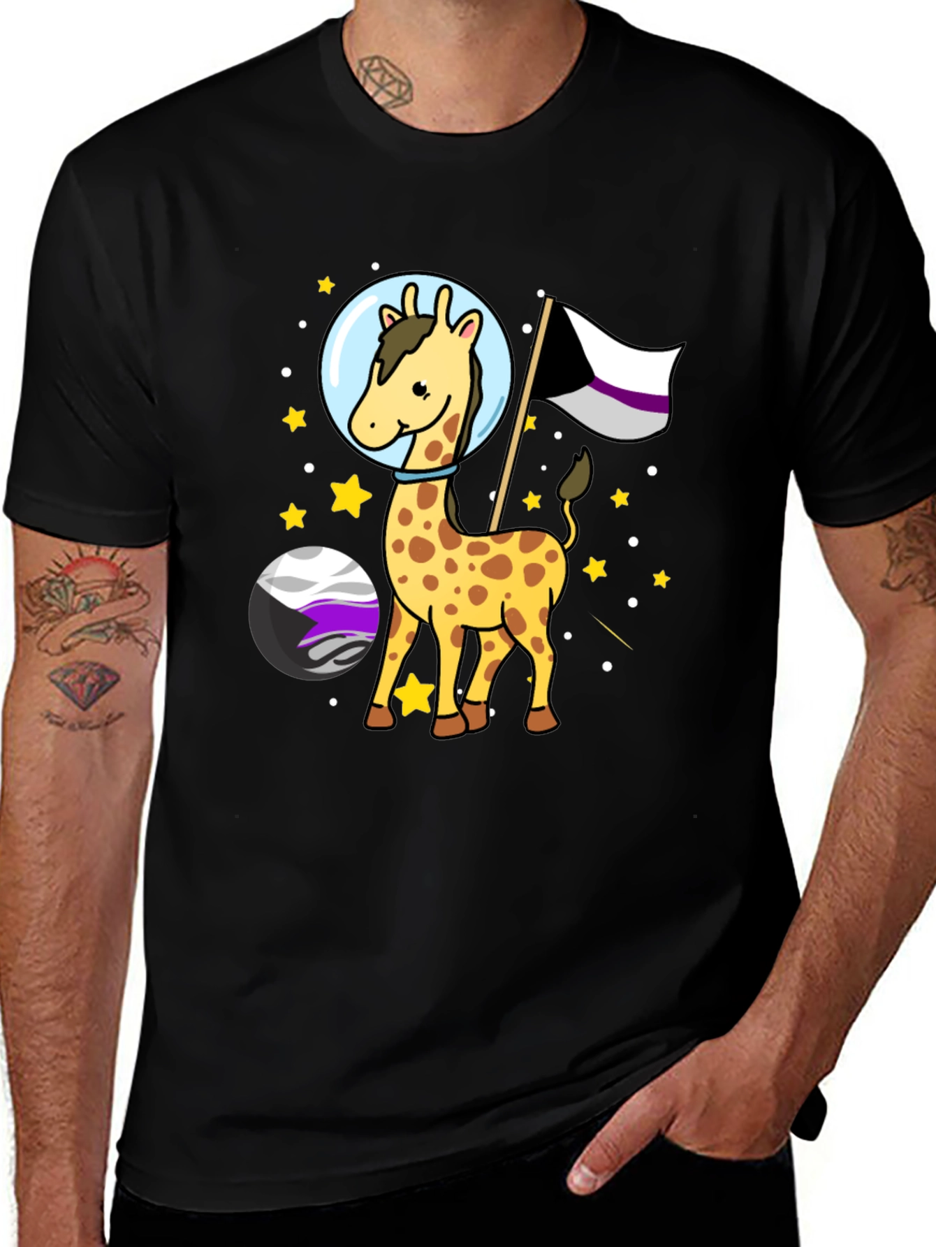 Asexual Giraffe Astronaut T-Shirt - LGBTQIA+ Pride