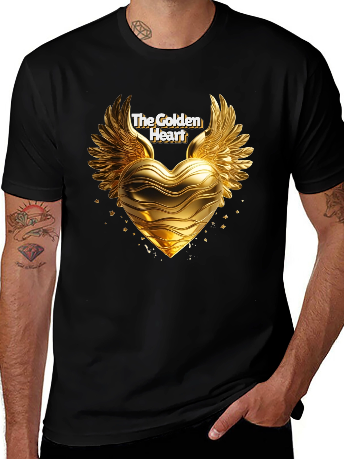 Golden Heart Graphic T-Shirt - Unique Design