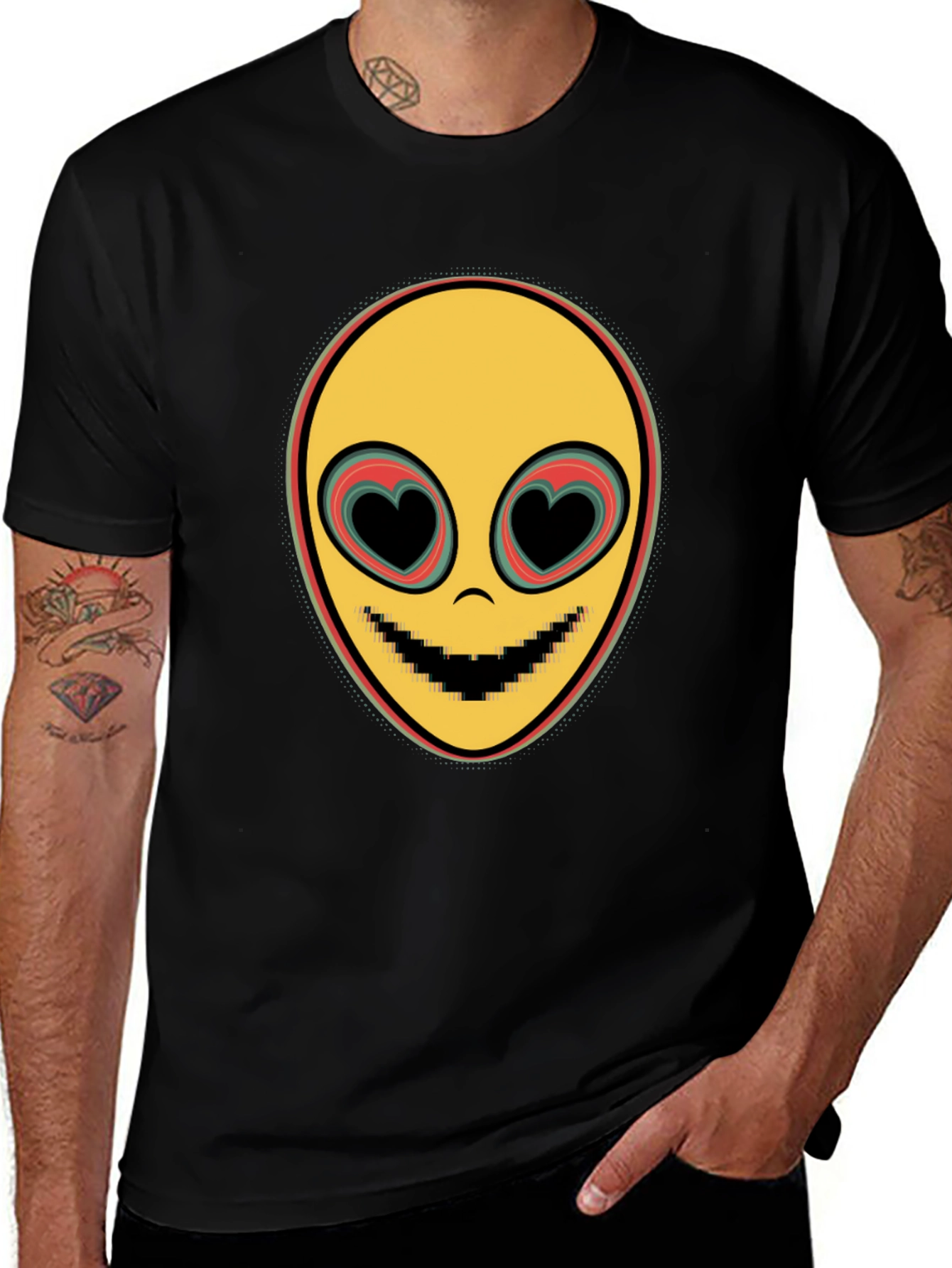 Variant 17 of Groovy Alien Head T-Shirt - Black