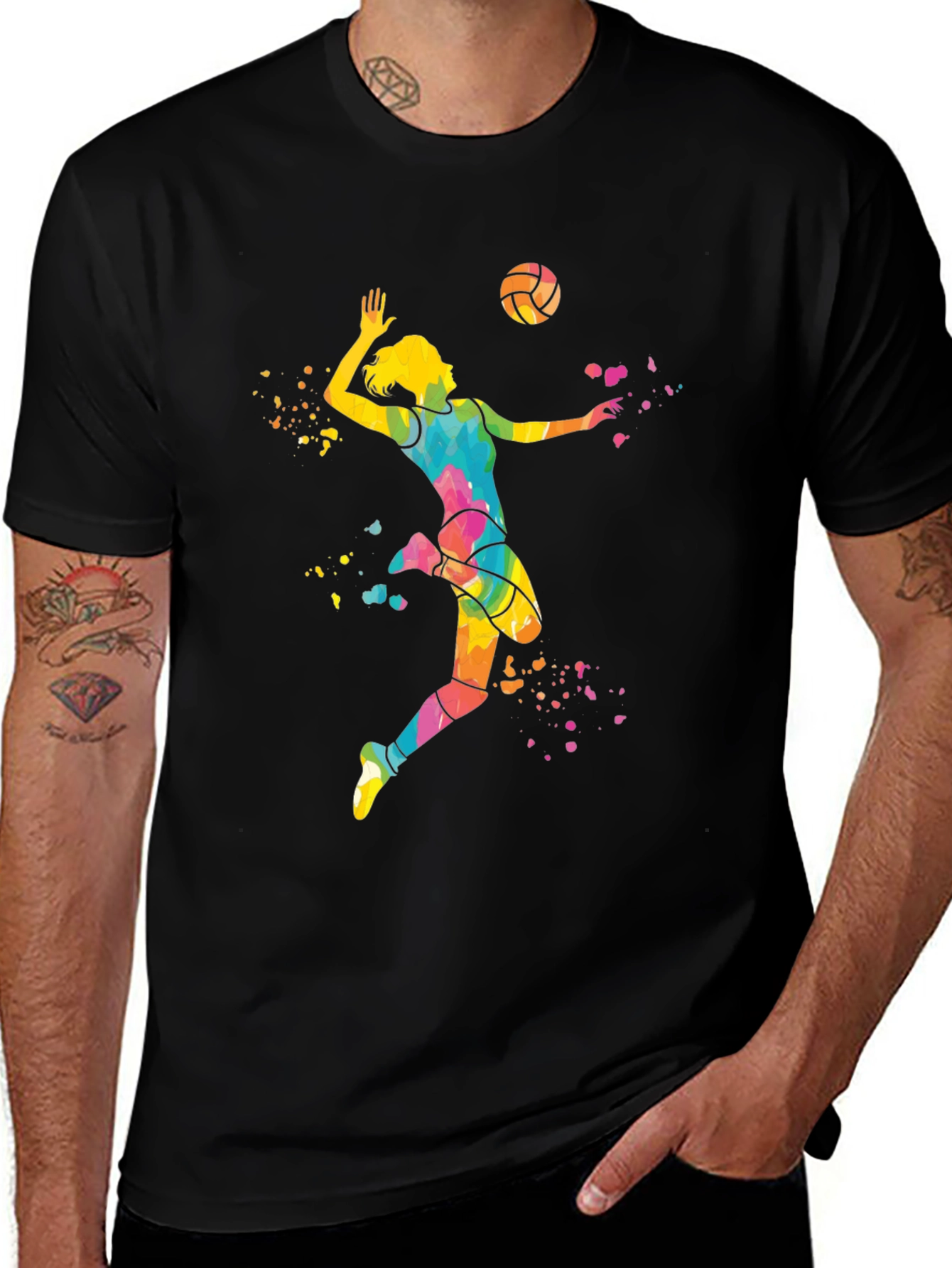 Variant 30 of Volleyball Player Graphic Black T-Shirt