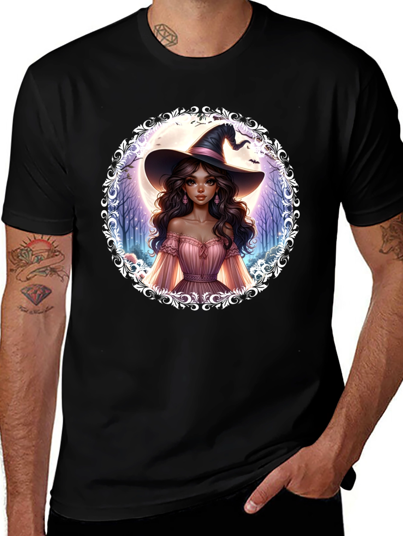 Variant 13 of Enchanting Witch Graphic Tee - Halloween Style