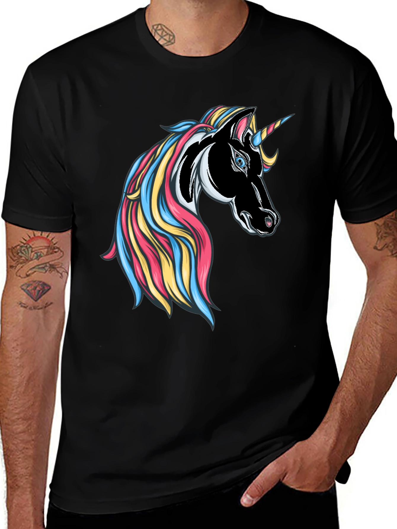 Variant 10 of Unicorn Graphic T-Shirt - Bold Black Tee