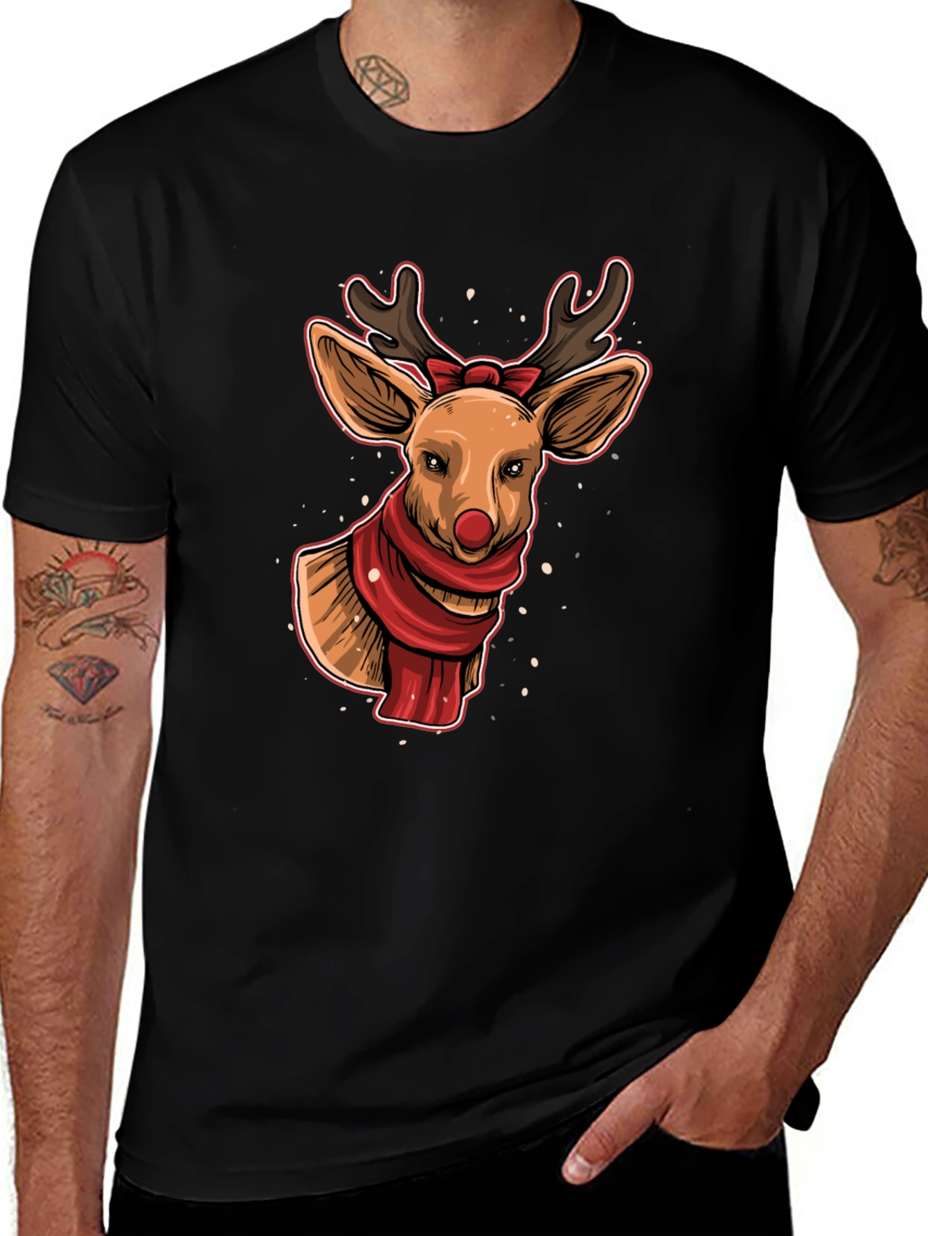 Variant 4 of Festive Reindeer Graphic Tee