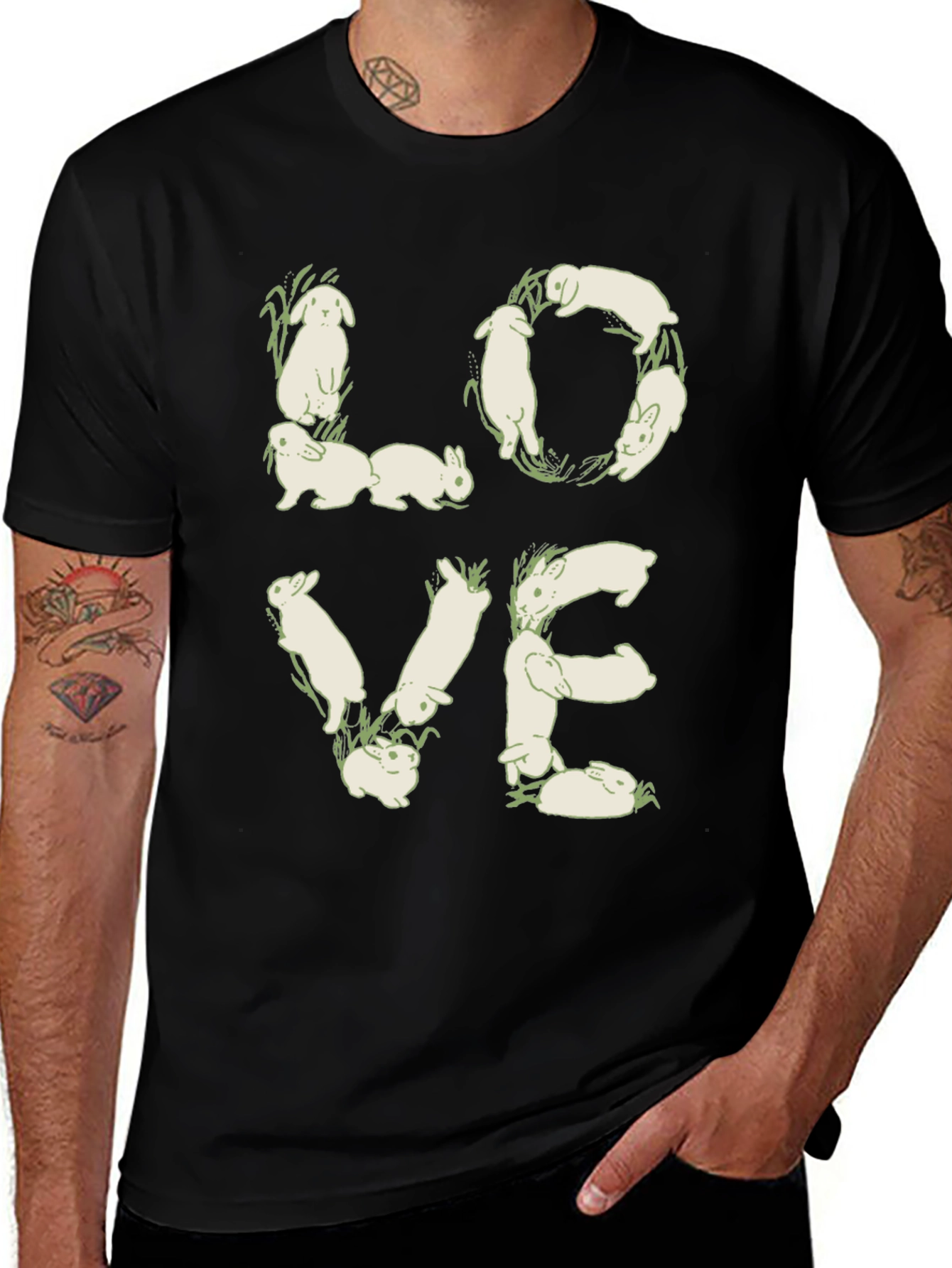 Variant 23 of Bunny Love Graphic Tee - Black