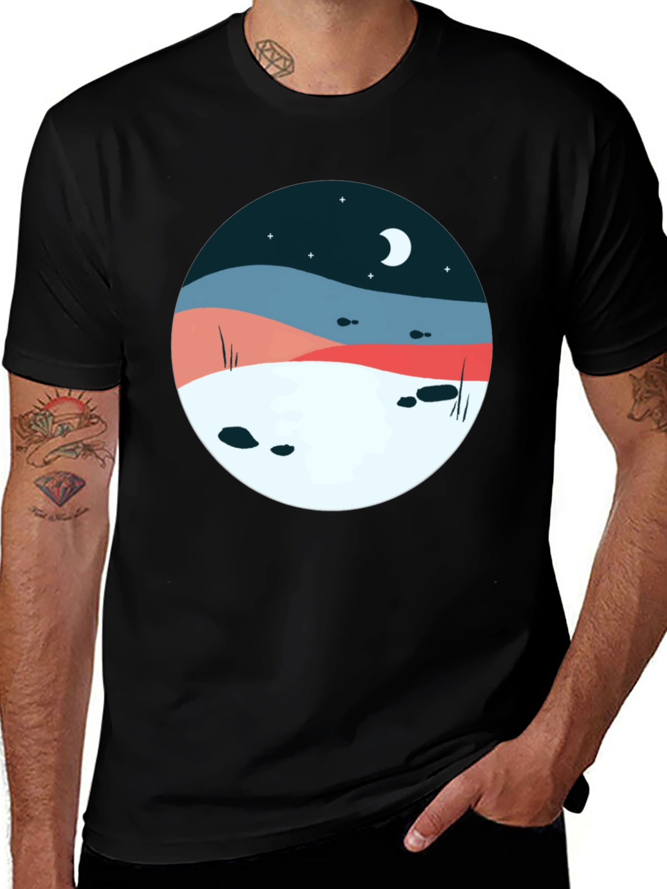 Nature Scene Graphic Tee - Black