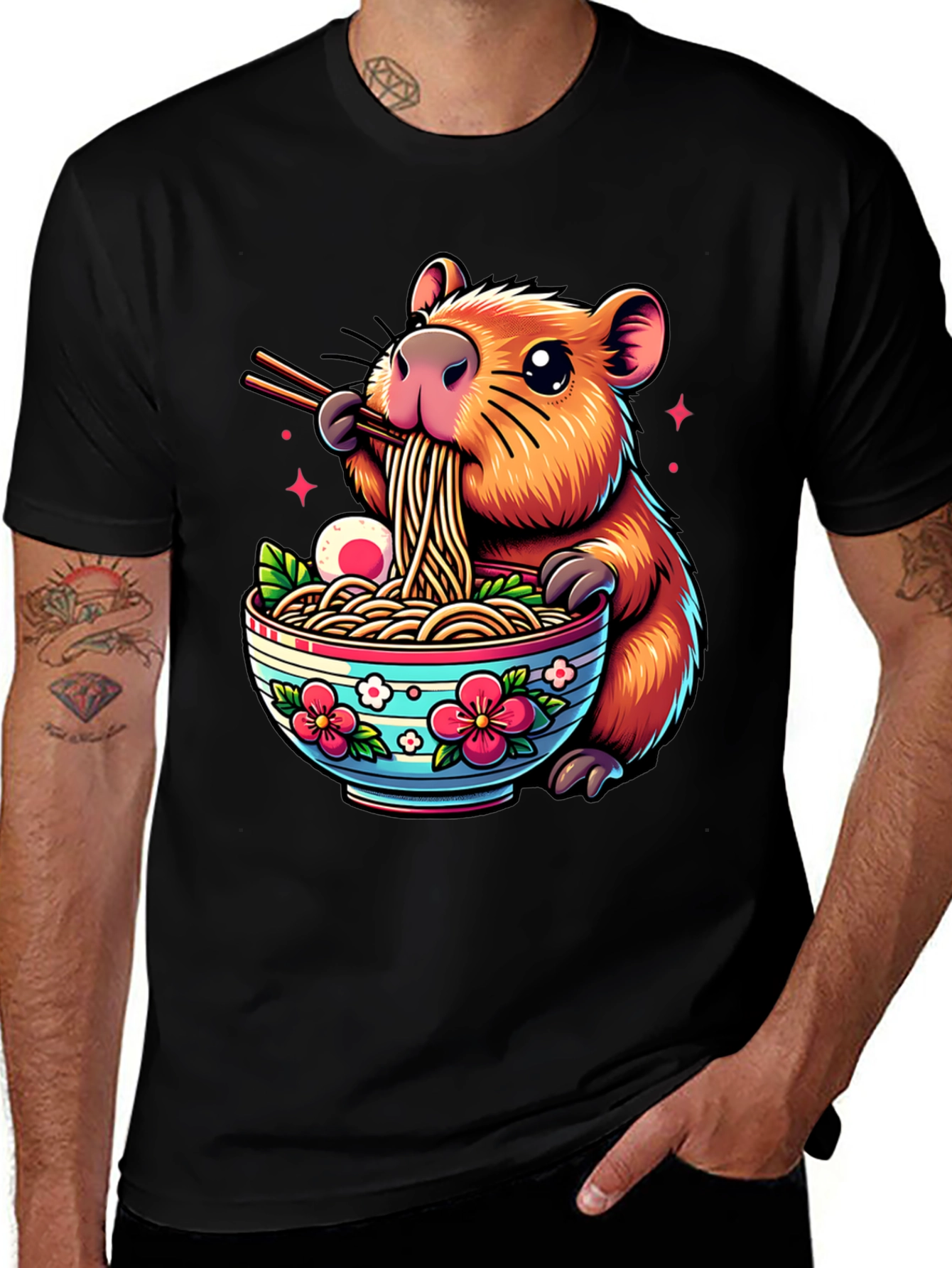 Capybara Ramen T-Shirt - Cute Cartoon Tee