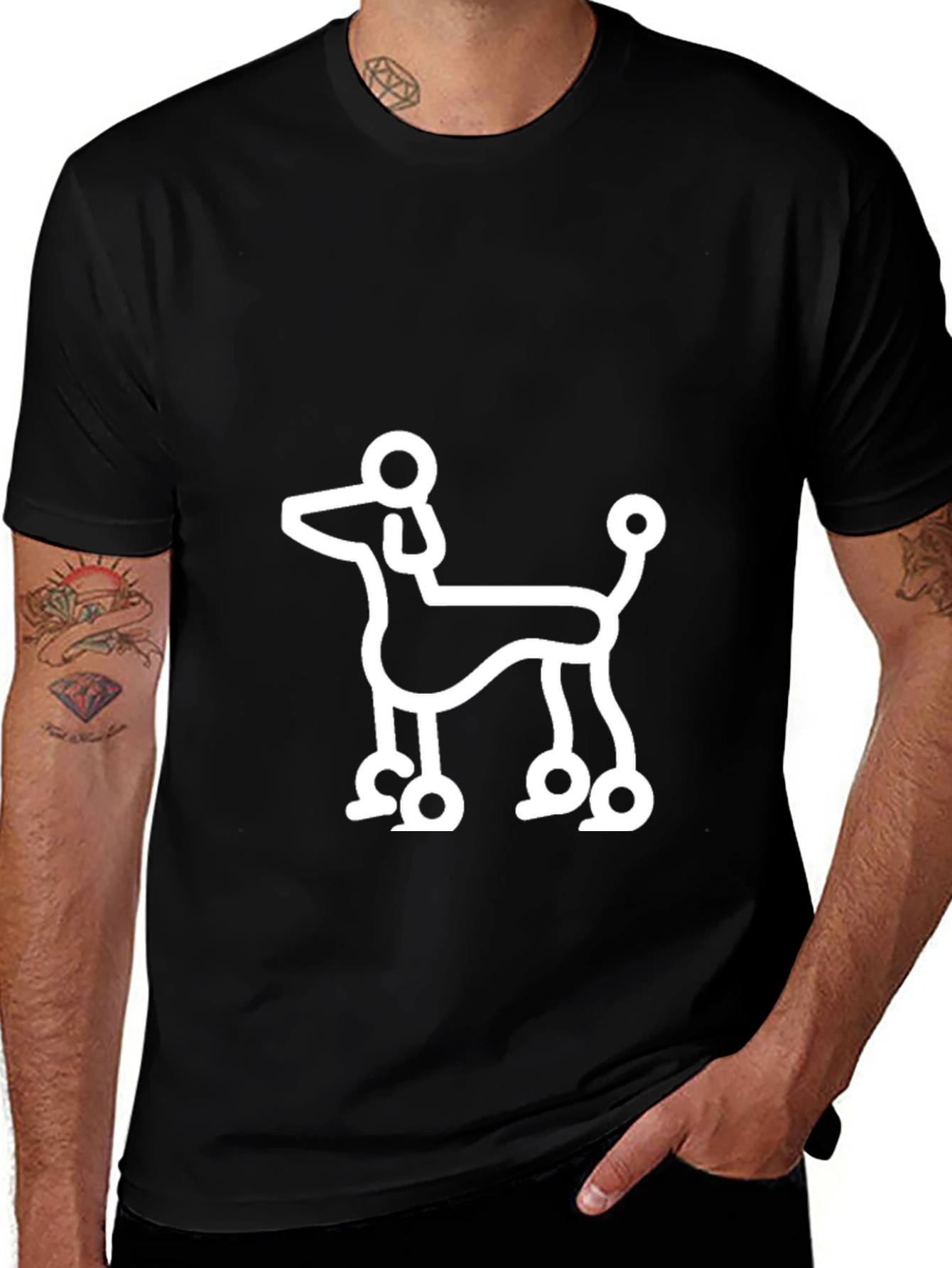 Black Poodle Outline Black T-Shirt main image