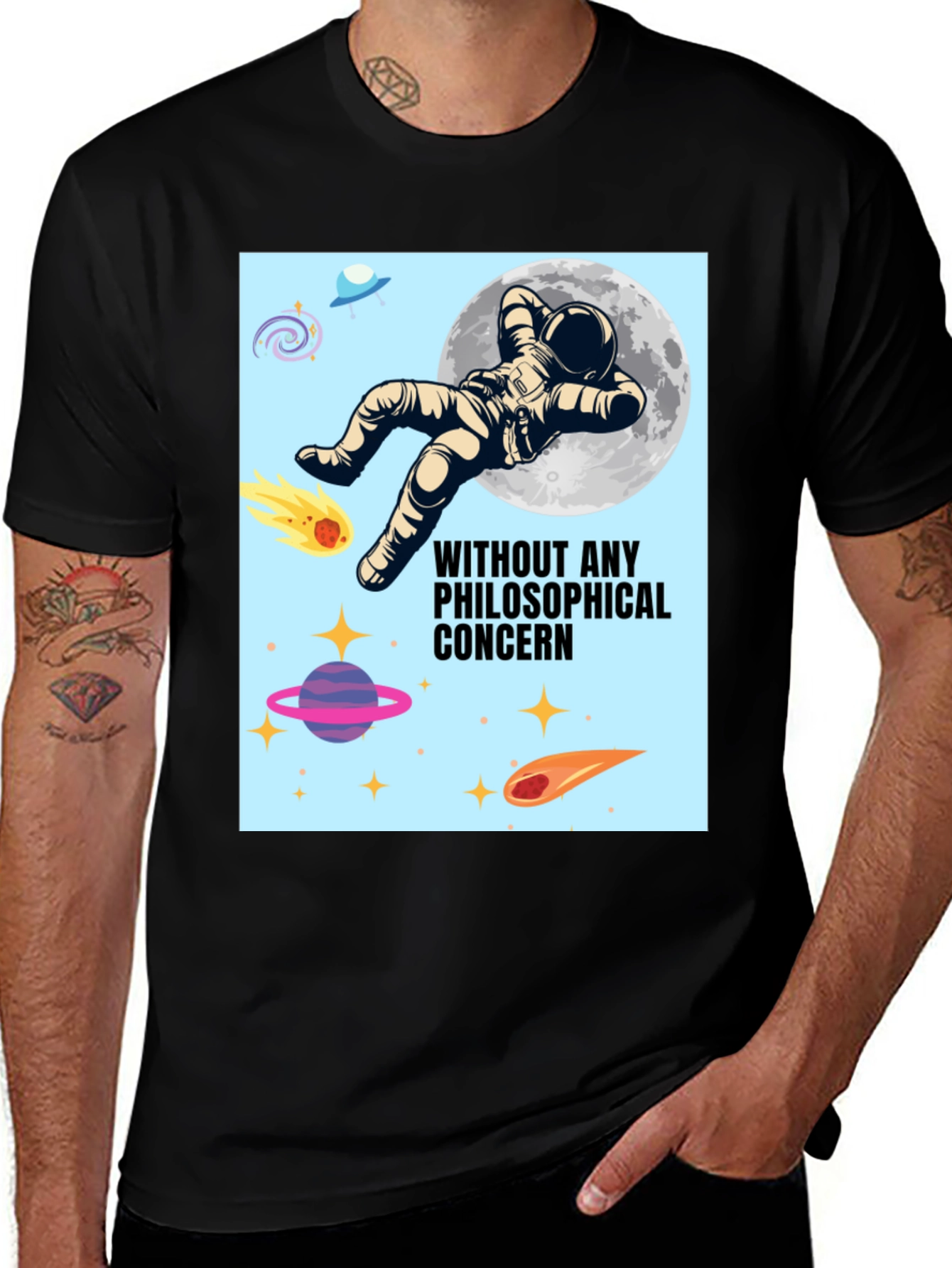 Variant 3 of Philosophical Astronaut Black T-Shirt