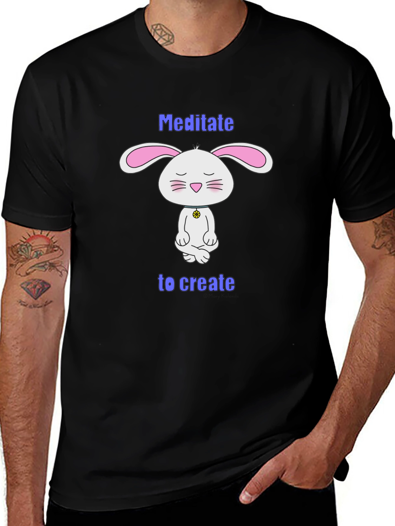 Variant 15 of Meditate to Create T-Shirt - Zen Bunny Design