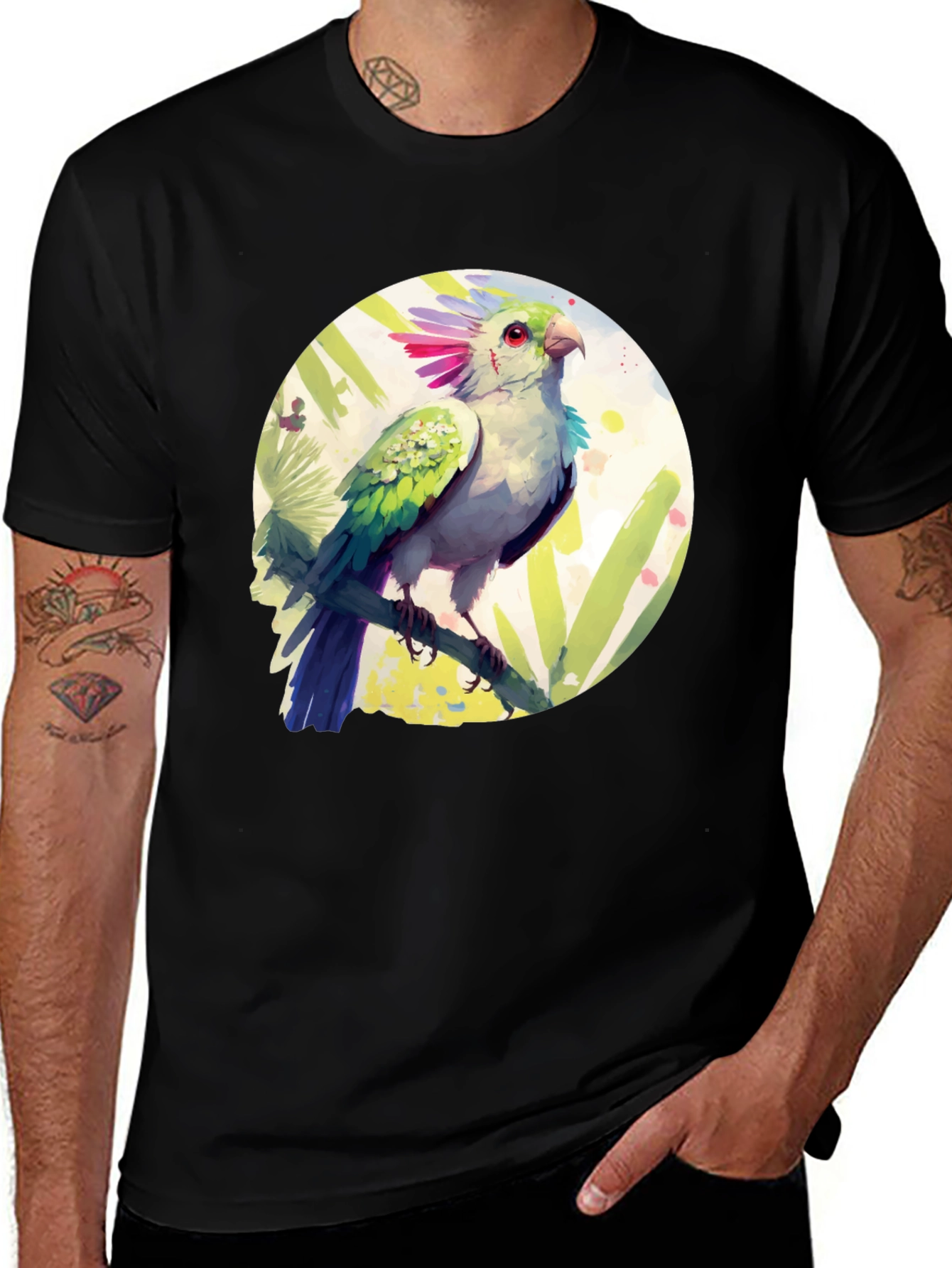 Variant 3 of Parrot Graphic T-Shirt - Tropical Bird Tee