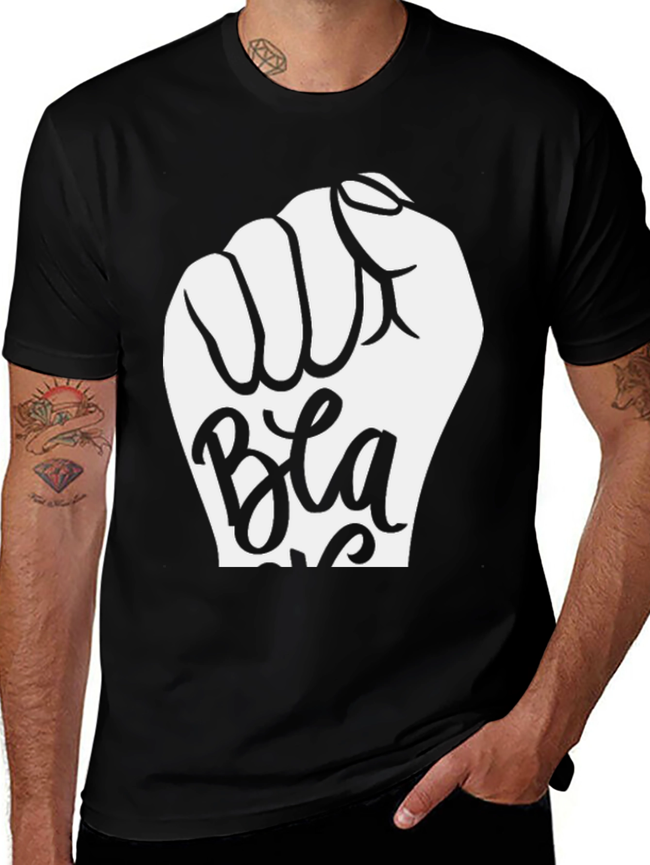 Black Black Power Fist T-Shirt - Bold Graphic Tee main image