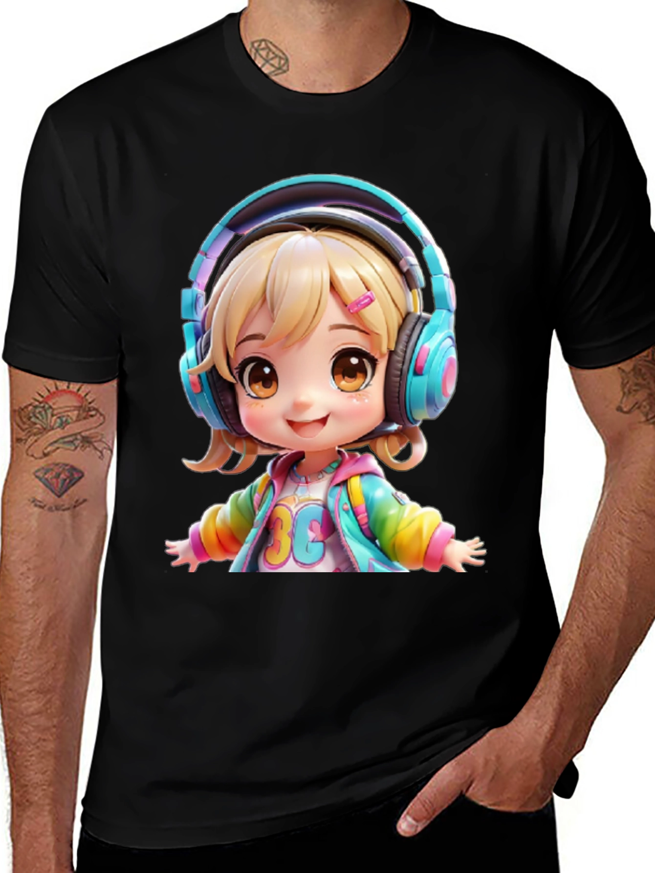 Variant 20 of Anime Girl with Headphones Graphic T-Shirt