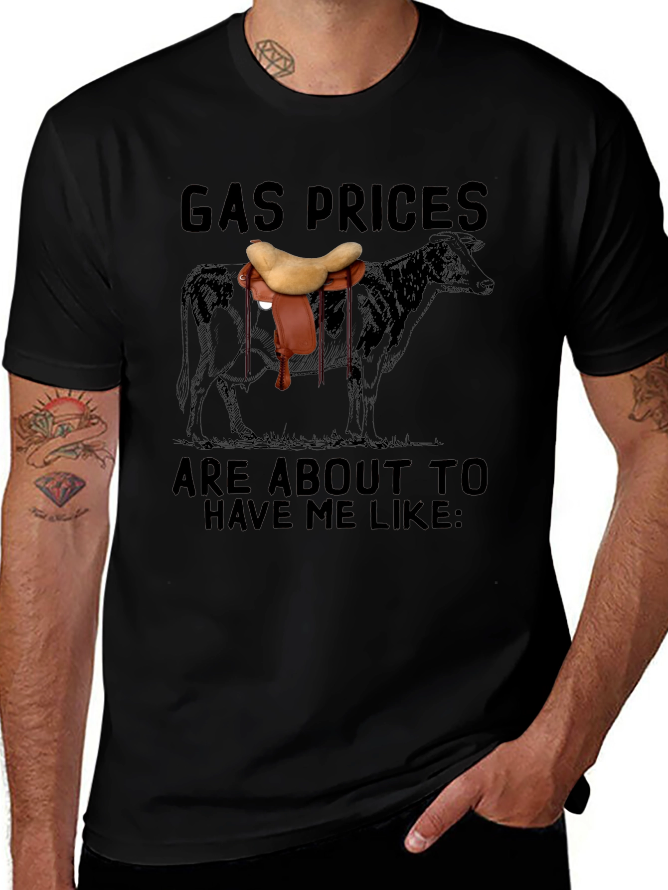 Variant 15 of Gas Prices Cow Saddle T-Shirt