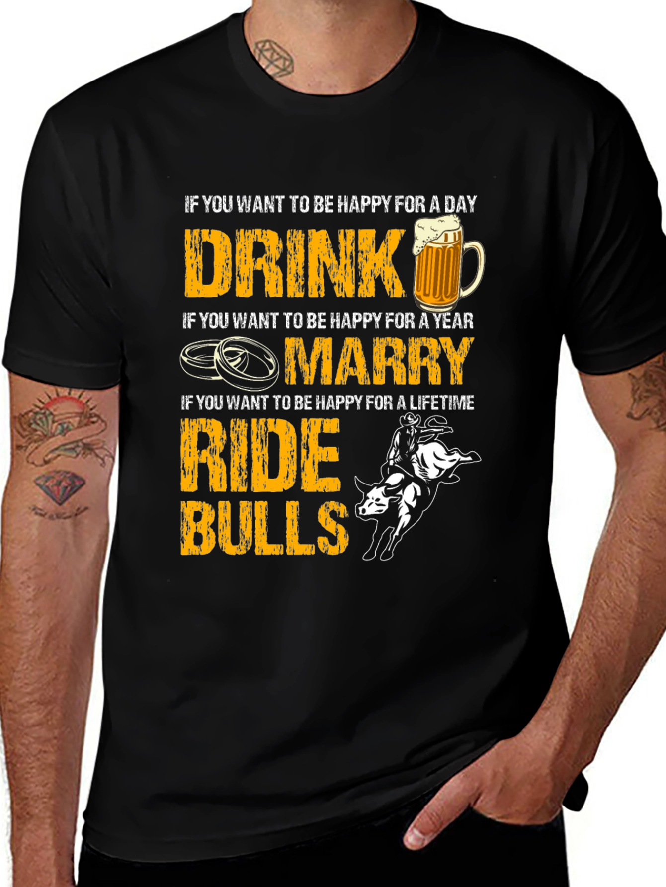 Variant 29 of Drink Marry Ride Bulls Graphic Tee