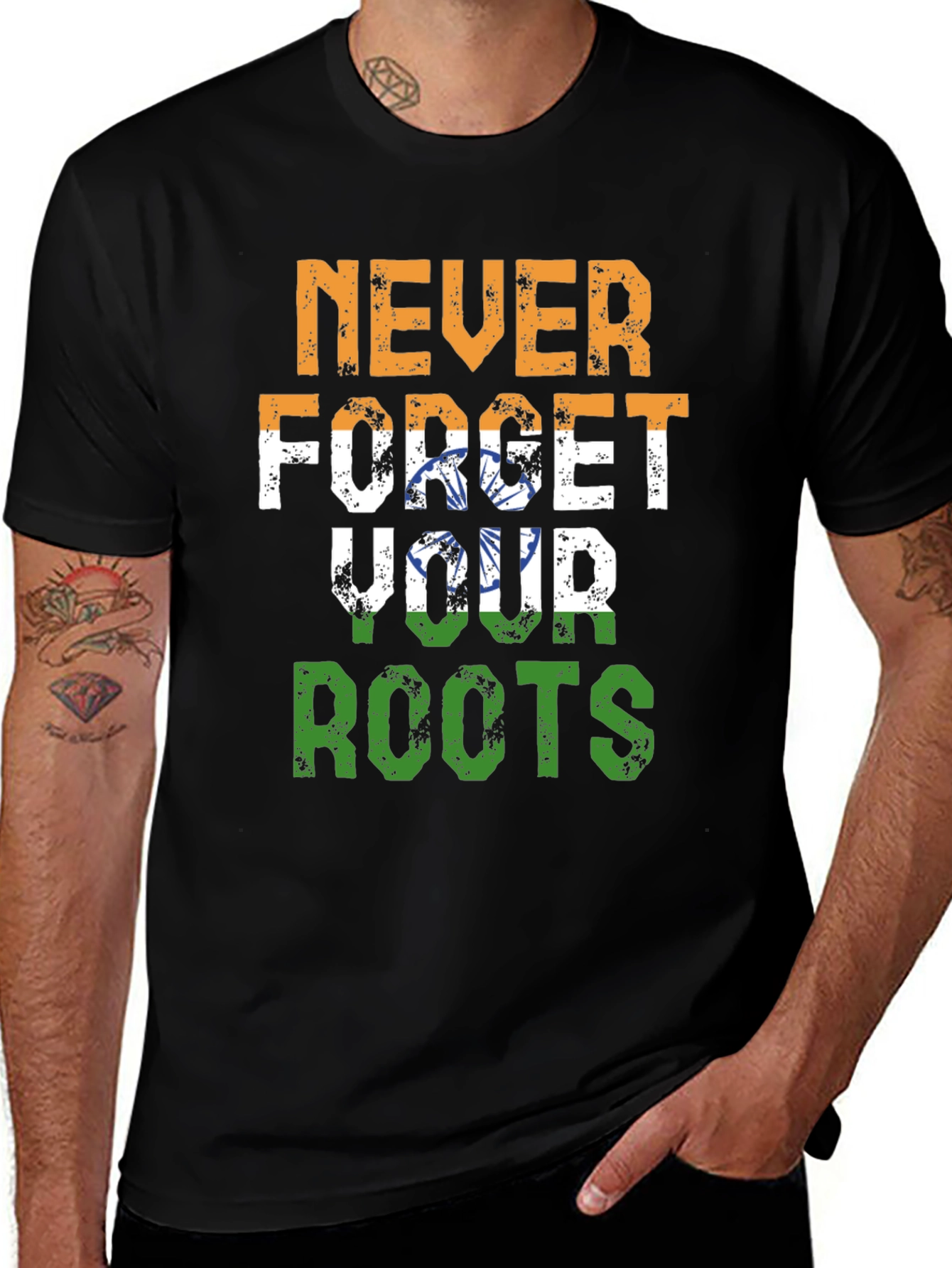 Variant 20 of Never Forget Roots India Flag Graphic T-Shirt