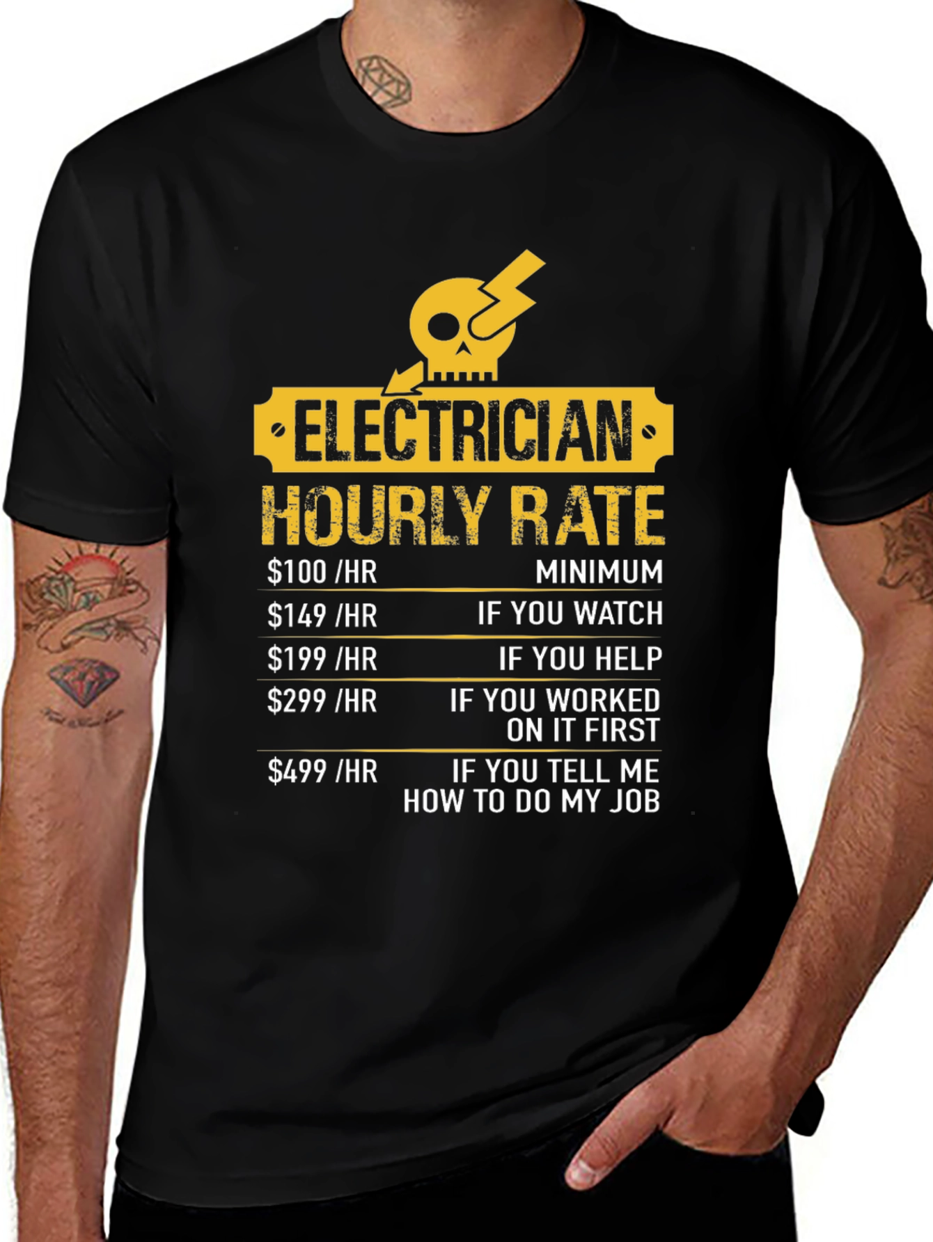 Variant 6 of Electrician Hourly Rate Funny T-Shirt