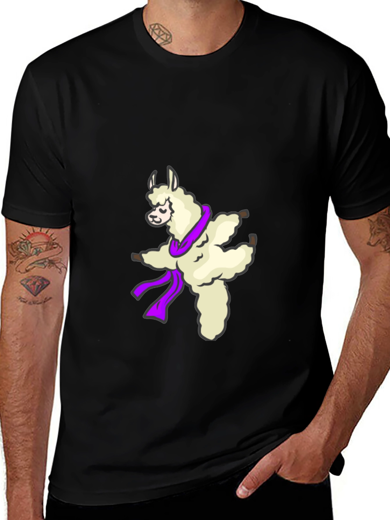 Variant 9 of Dancing Llama Graphic Tee - Soft Black T-Shirt