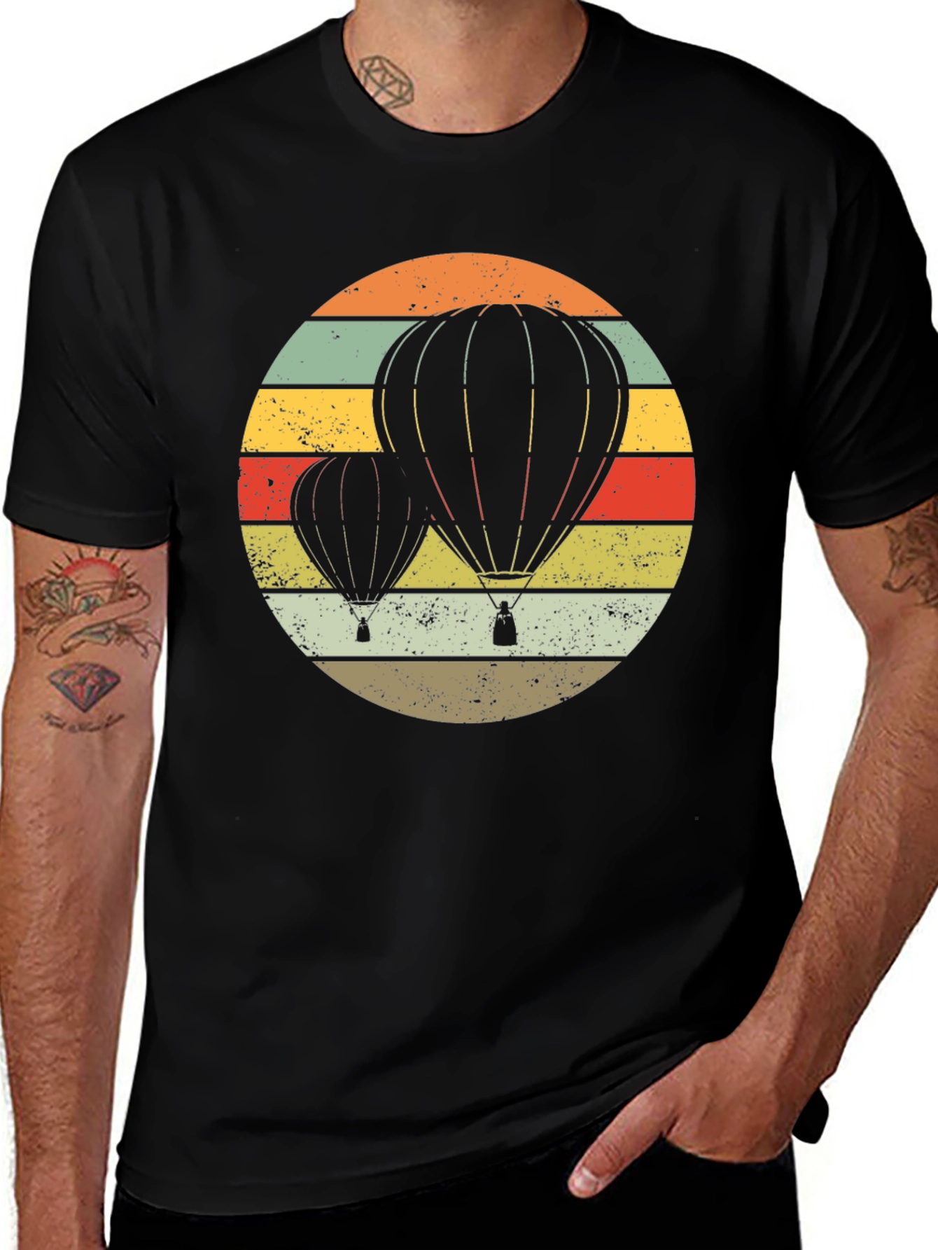 Variant 19 of Retro Hot Air Balloon Graphic Tee - Vintage Style