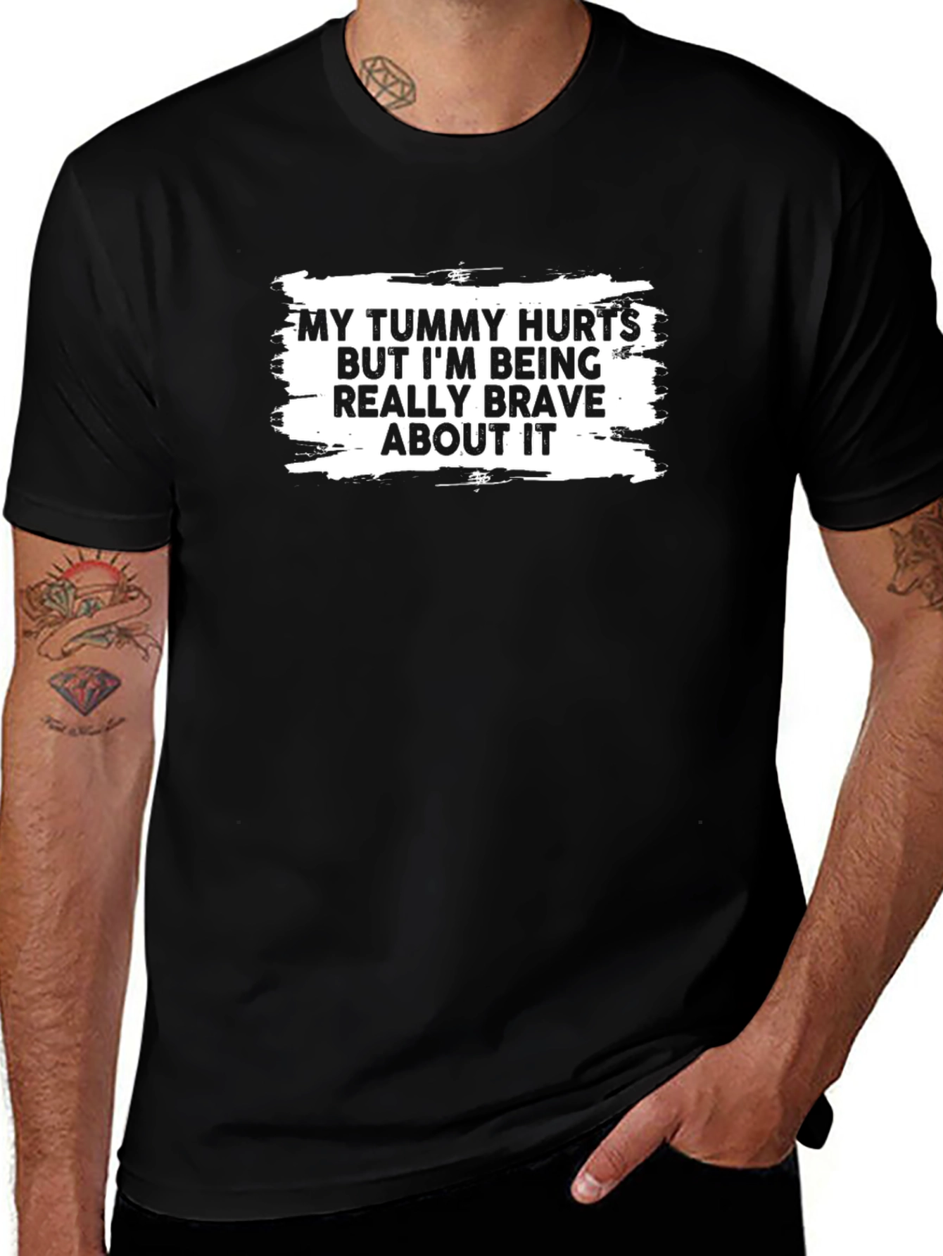 Black Funny Tummy Hurts Graphic Tee main image