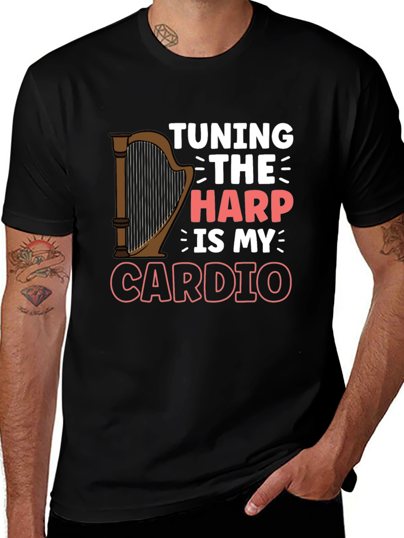 Variant 30 of Tuning The Harp Is My Cardio - Musician's T-Shirt