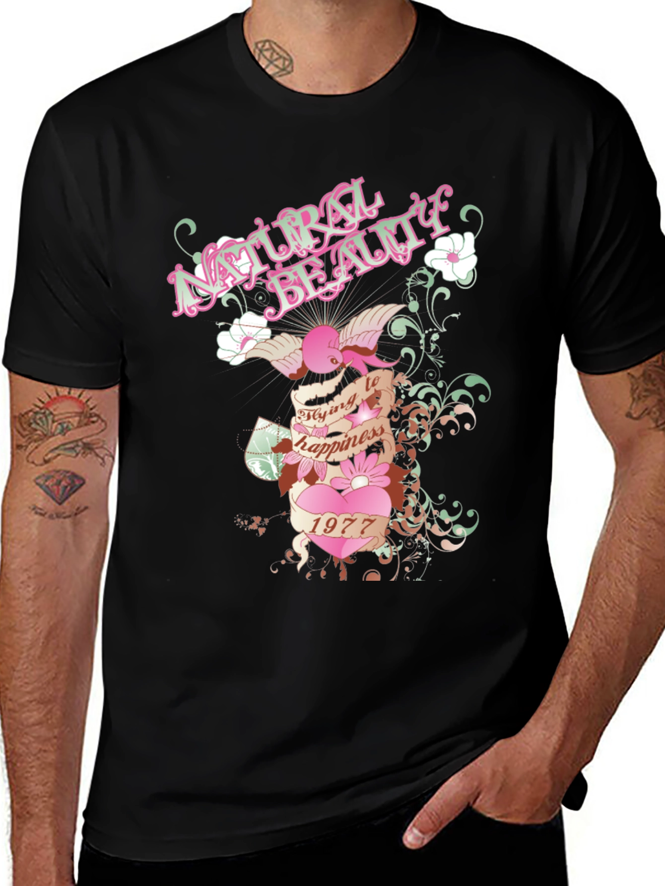 Variant 30 of Natural Beauty Graphic Print Black T-Shirt