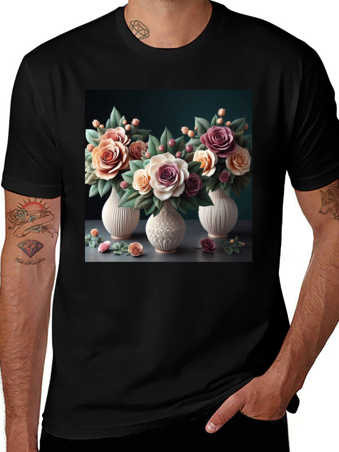 Variant 25 of Floral Vase T-Shirt: Elegant Botanical Design