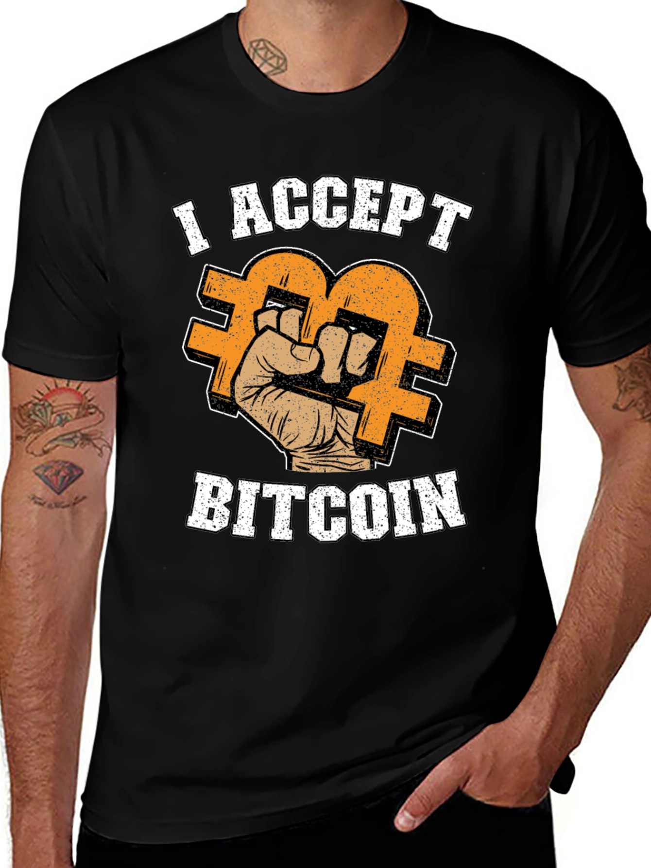 Variant 24 of I Accept Bitcoin Black T-Shirt - Crypto Currency
