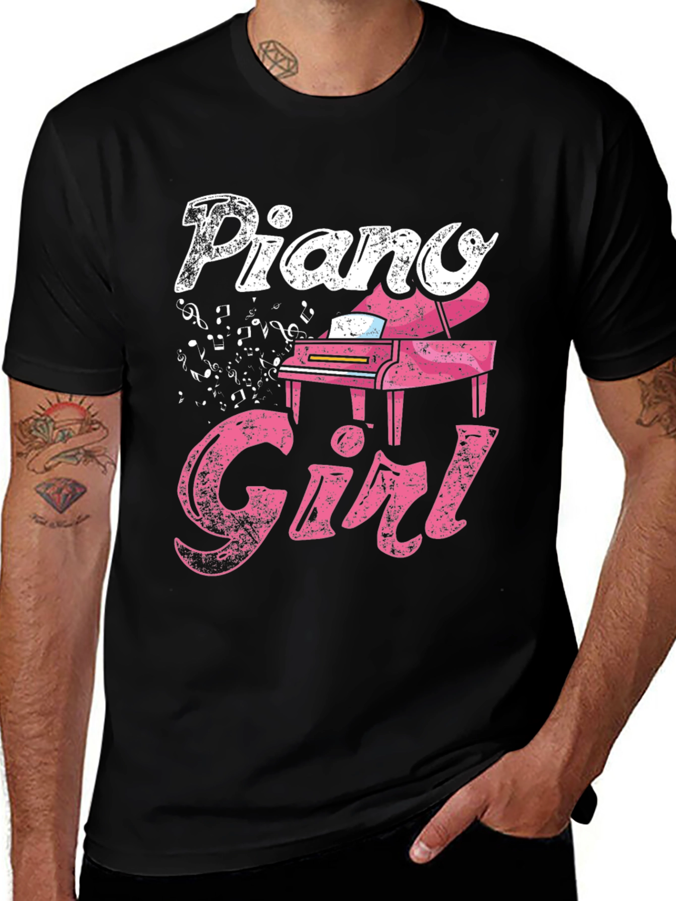 Variant 29 of Piano Girl Graphic Tee - Music Lover Shirt