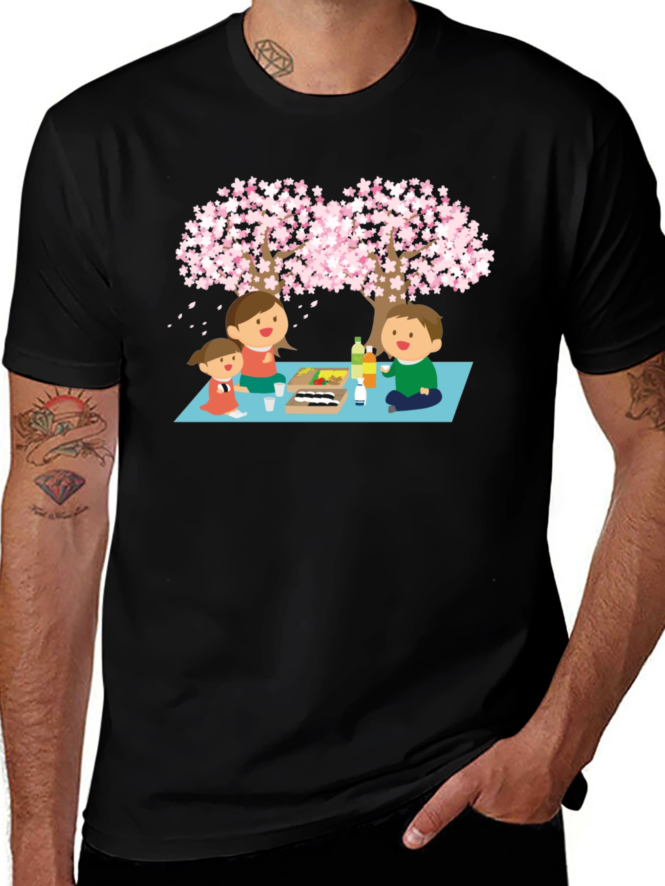 Variant 6 of Family Picnic Under Cherry Blossom Tree T-Shirt