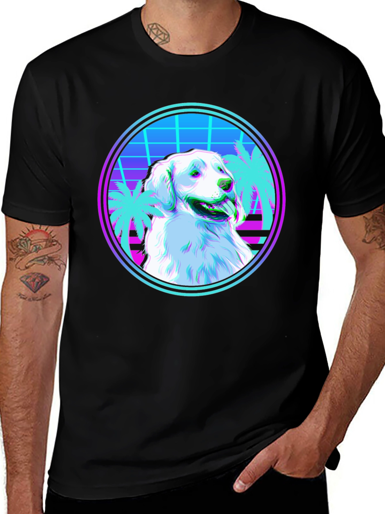 Variant 29 of Retro Dog Graphic Tee - Black