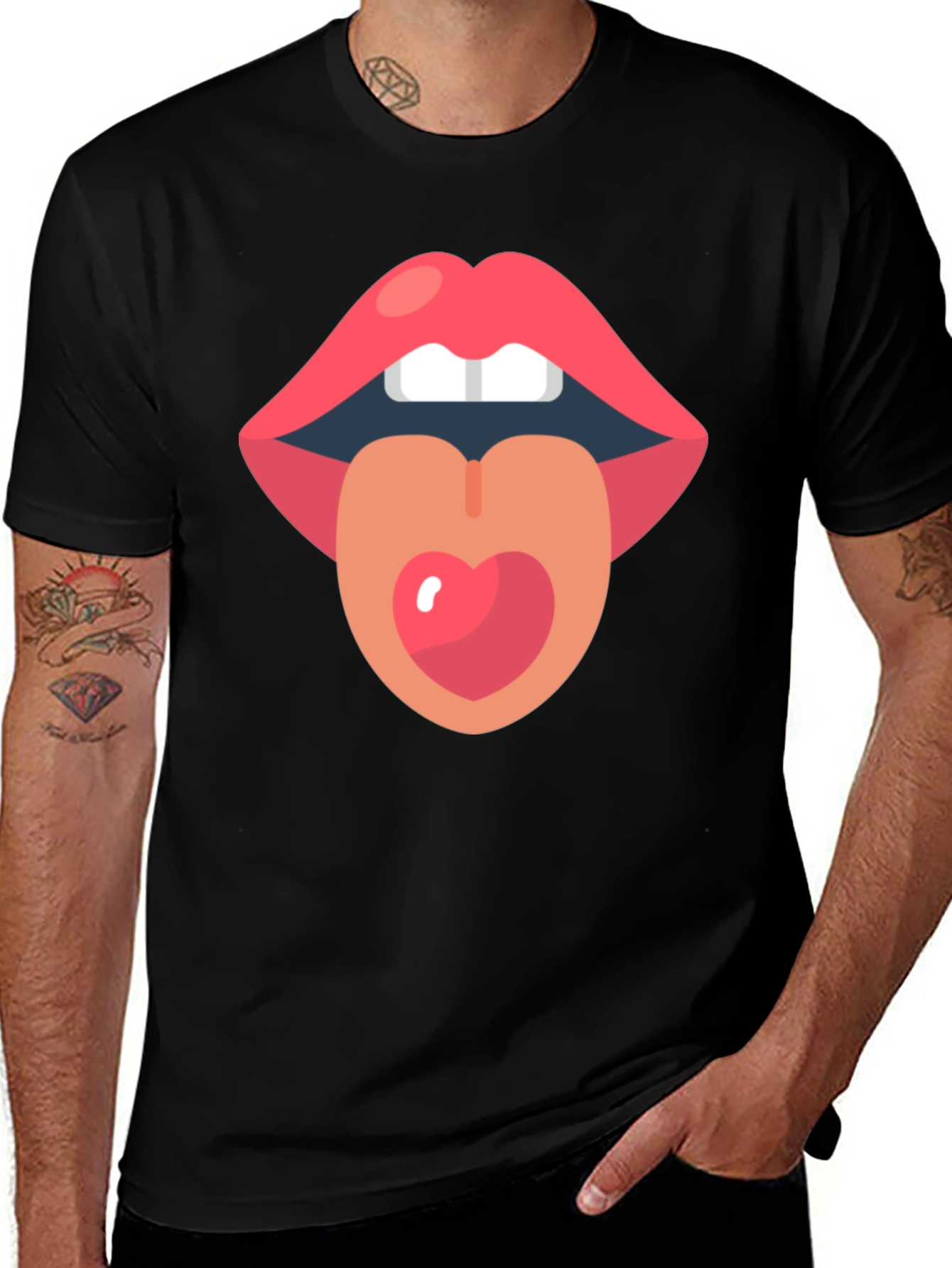 Variant 9 of Lips and Tongue Heart Graphic Tee