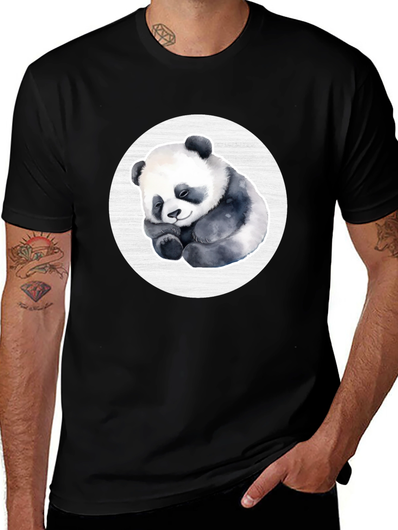 Variant 27 of Cute Panda Graphic Tee - Black