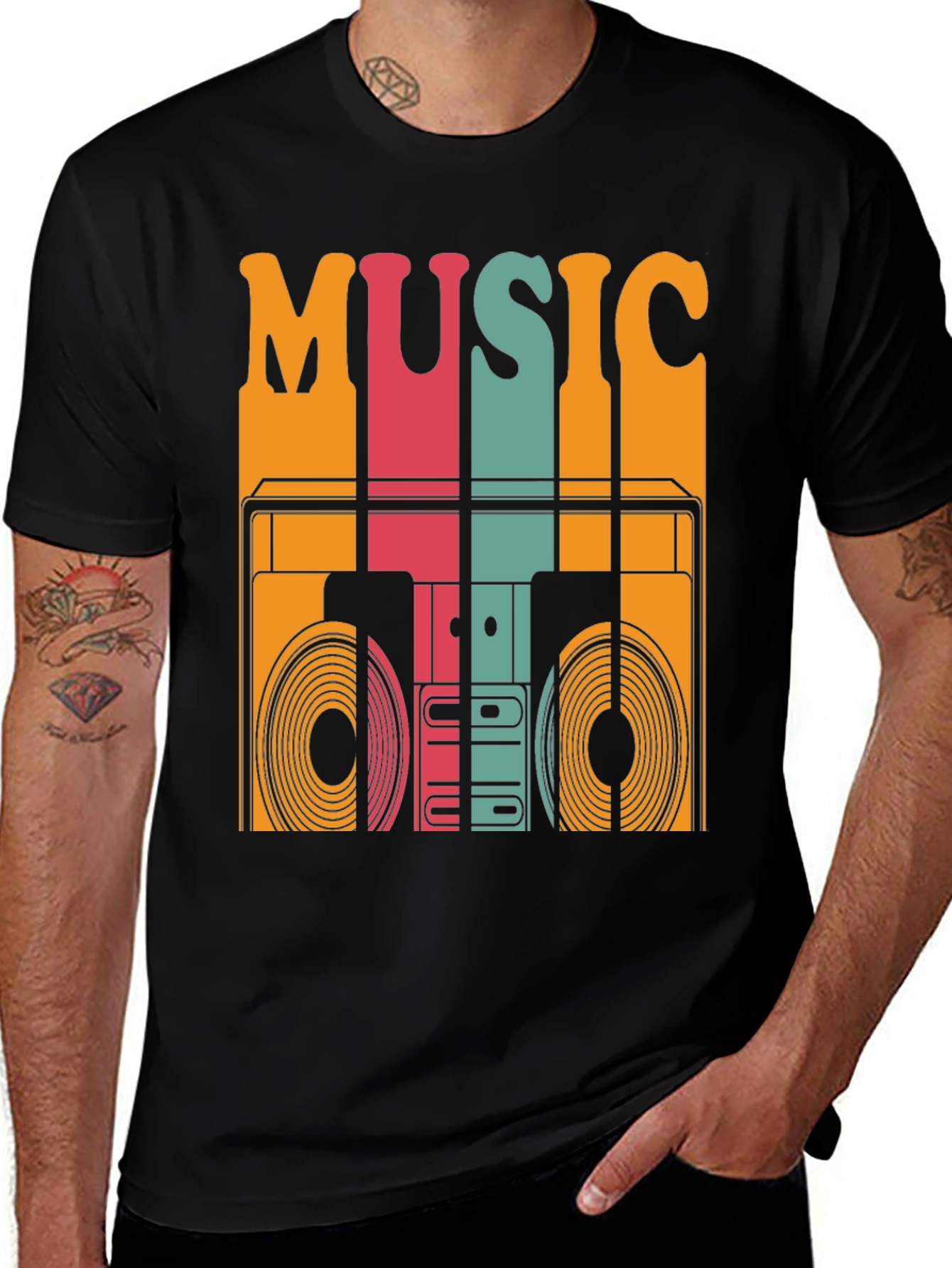Retro Music T-Shirt - Vintage Boombox Design