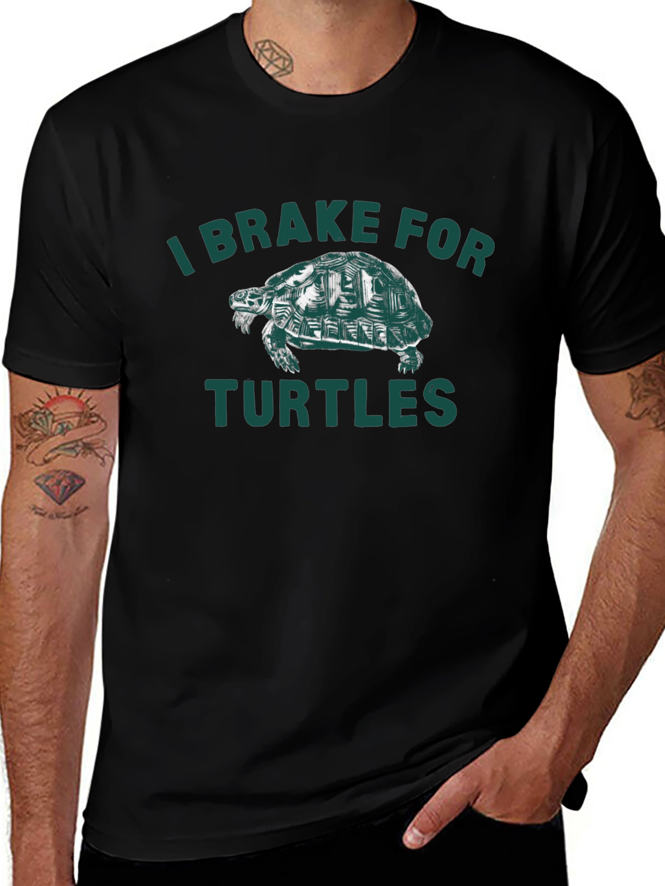 Variant 2 of I Brake For Turtles Graphic Tee - Black
