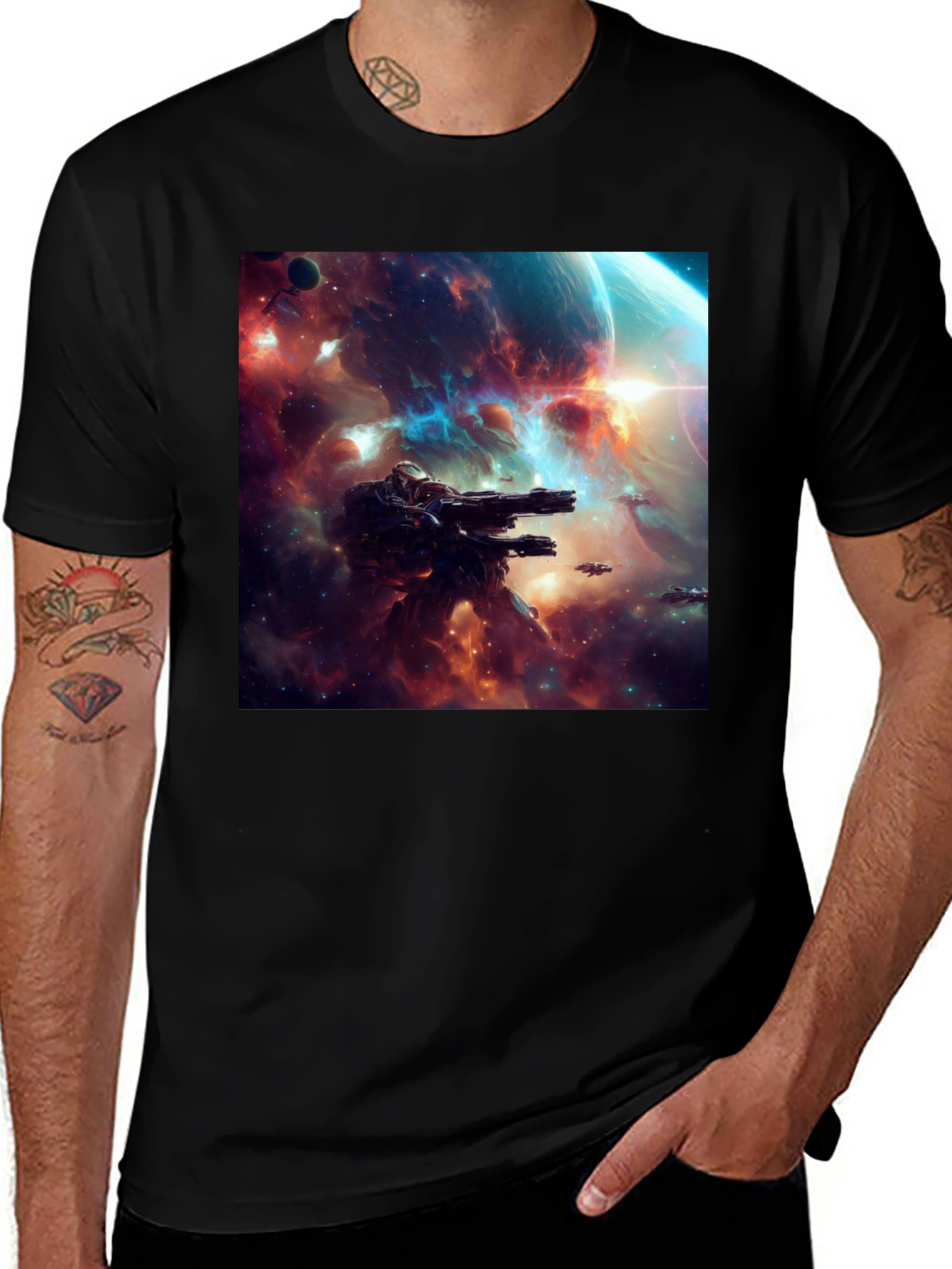 Variant 11 of Sci-Fi Space Battle Graphic T-Shirt