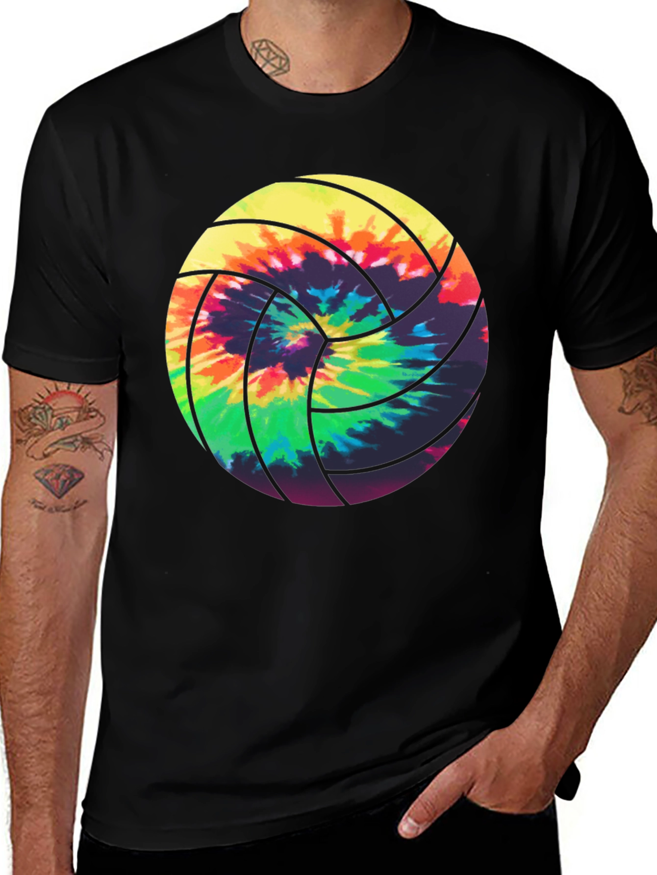 Variant 4 of Tie Dye Volleyball Graphic Tee - Stylish Casual Wear