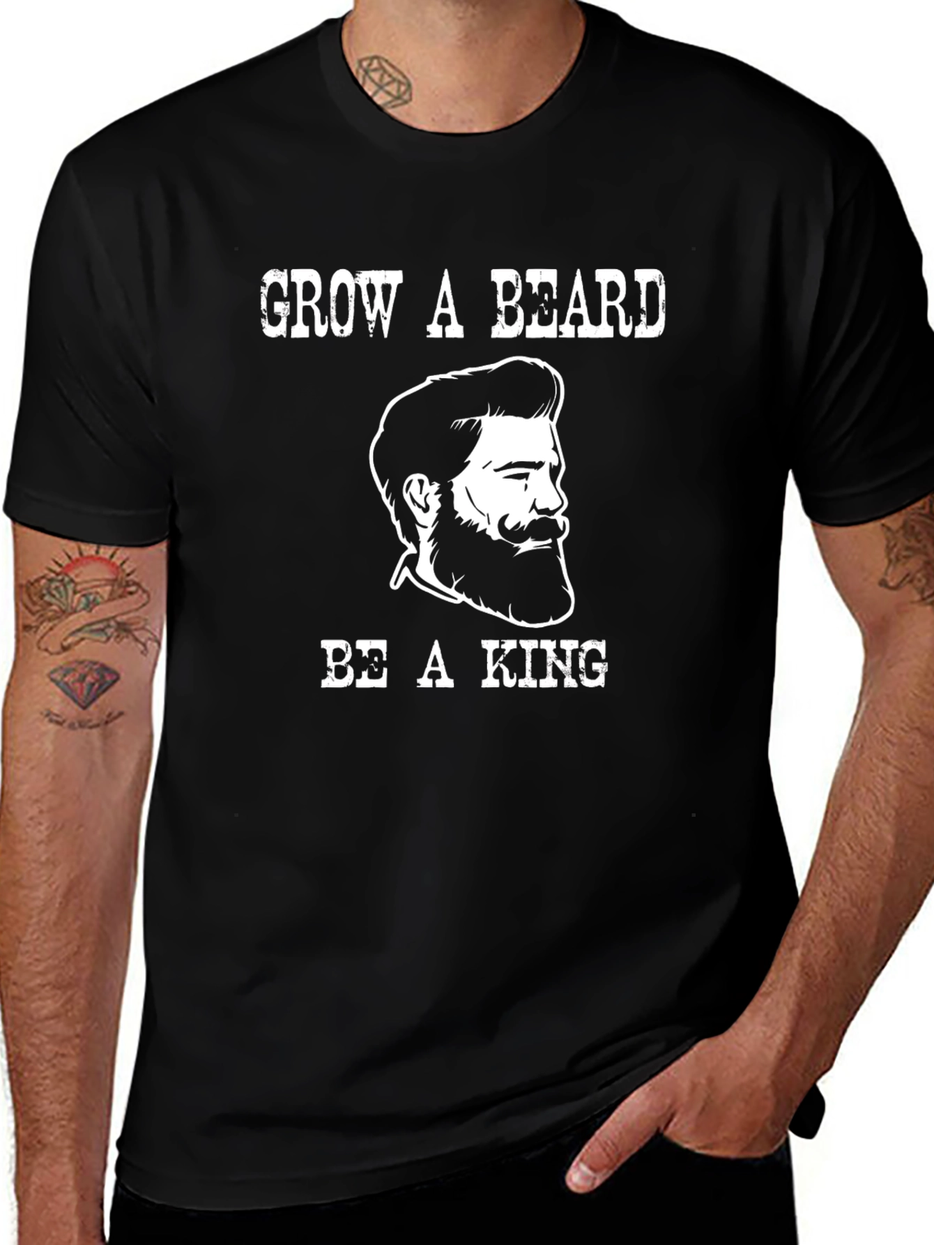 Variant 24 of Grow a Beard Be a King Men's Black Graphic Tee