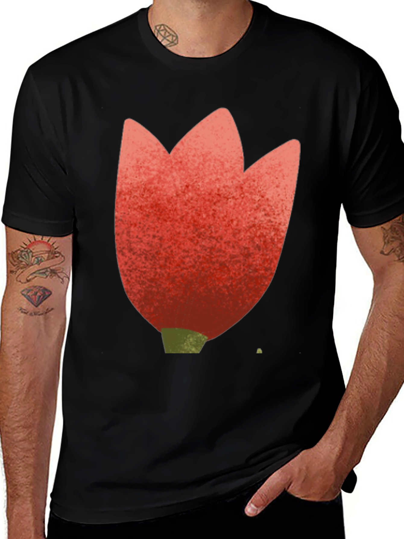 Variant 8 of Red Tulip Graphic Print Crew Neck T-Shirt